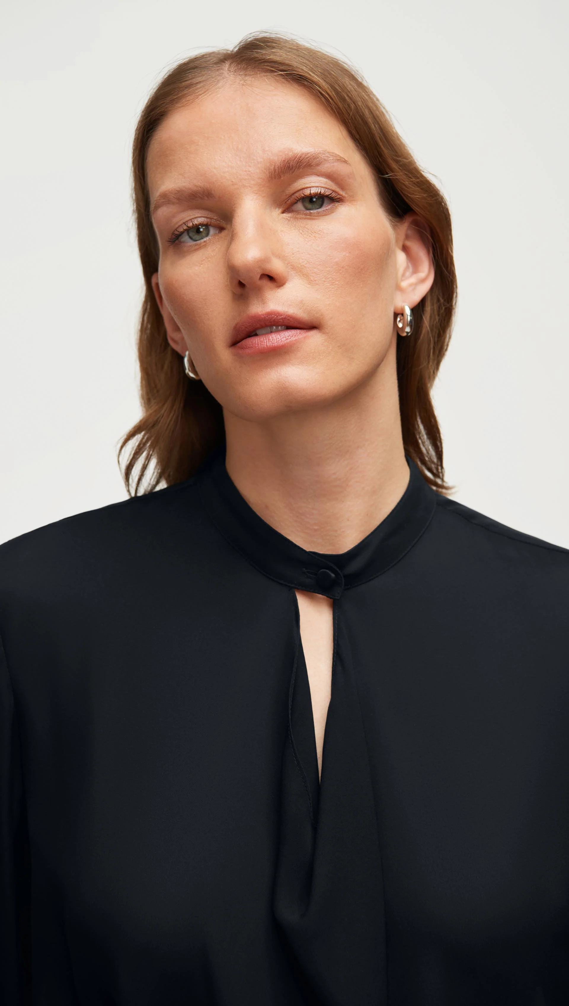 Cowl Neck Blouse in Double Georgette | Black - Image 3