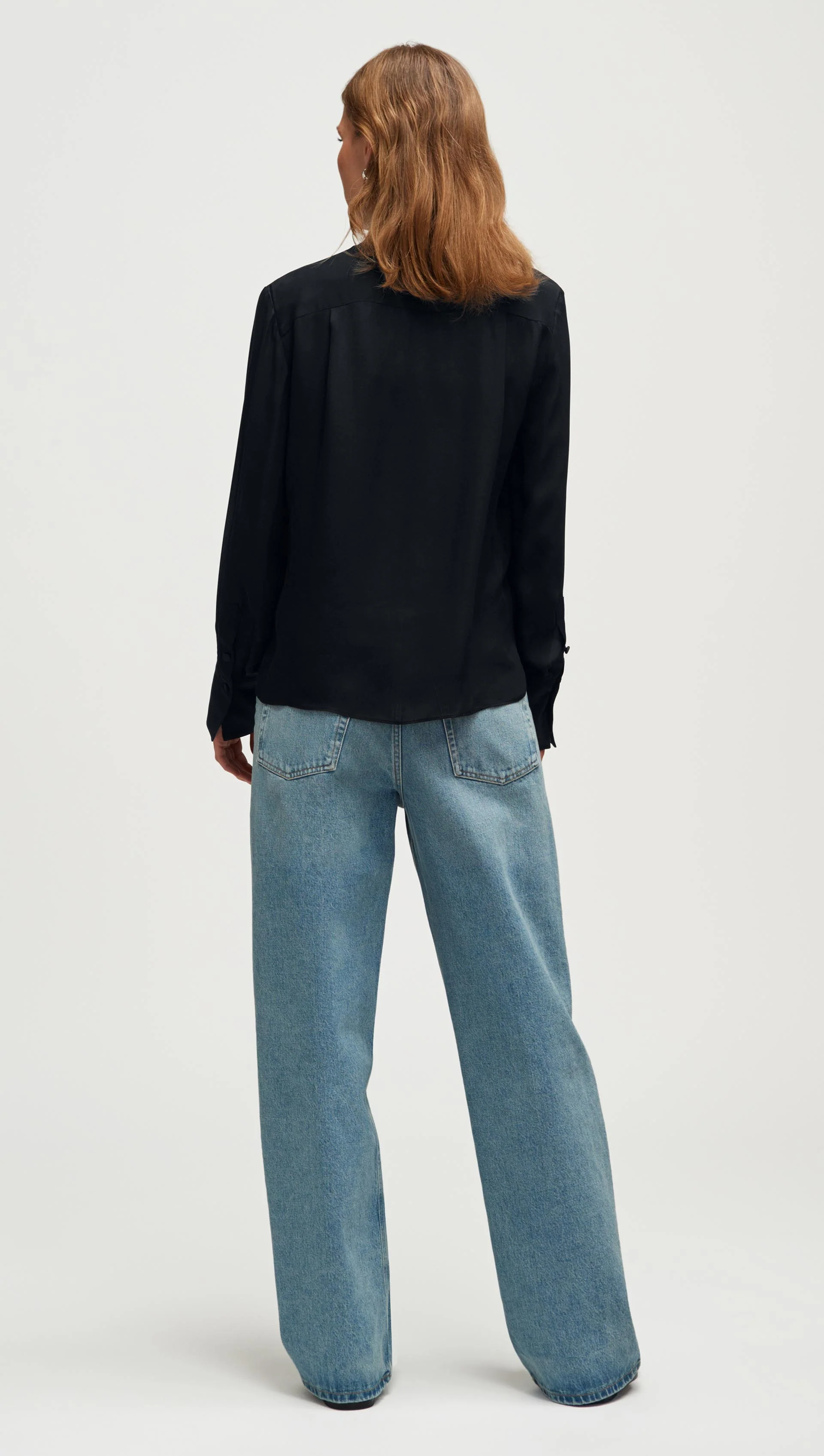 Cowl Neck Blouse in Double Georgette | Black - Image 6