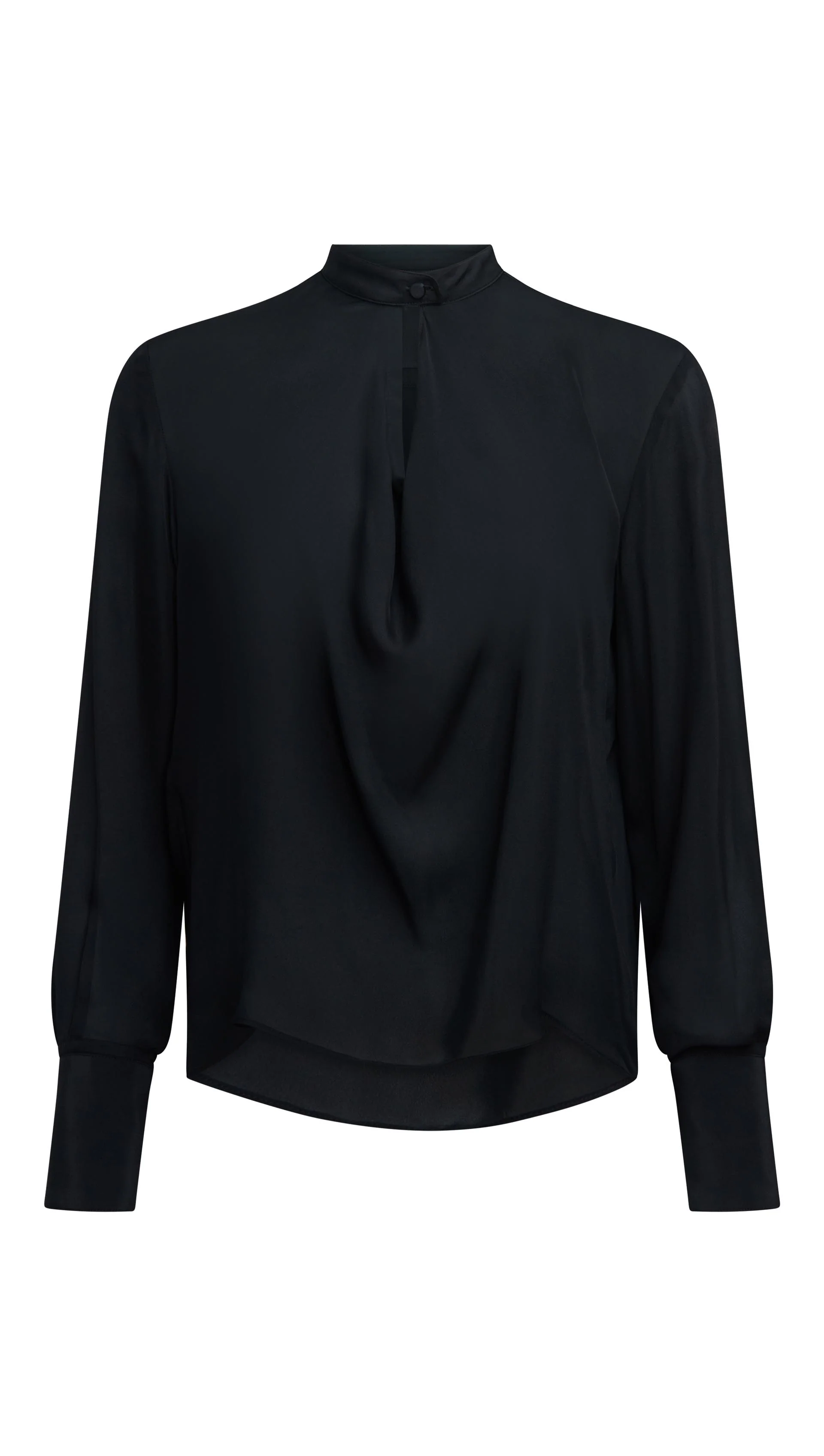 Cowl Neck Blouse in Double Georgette | Black - Image 7