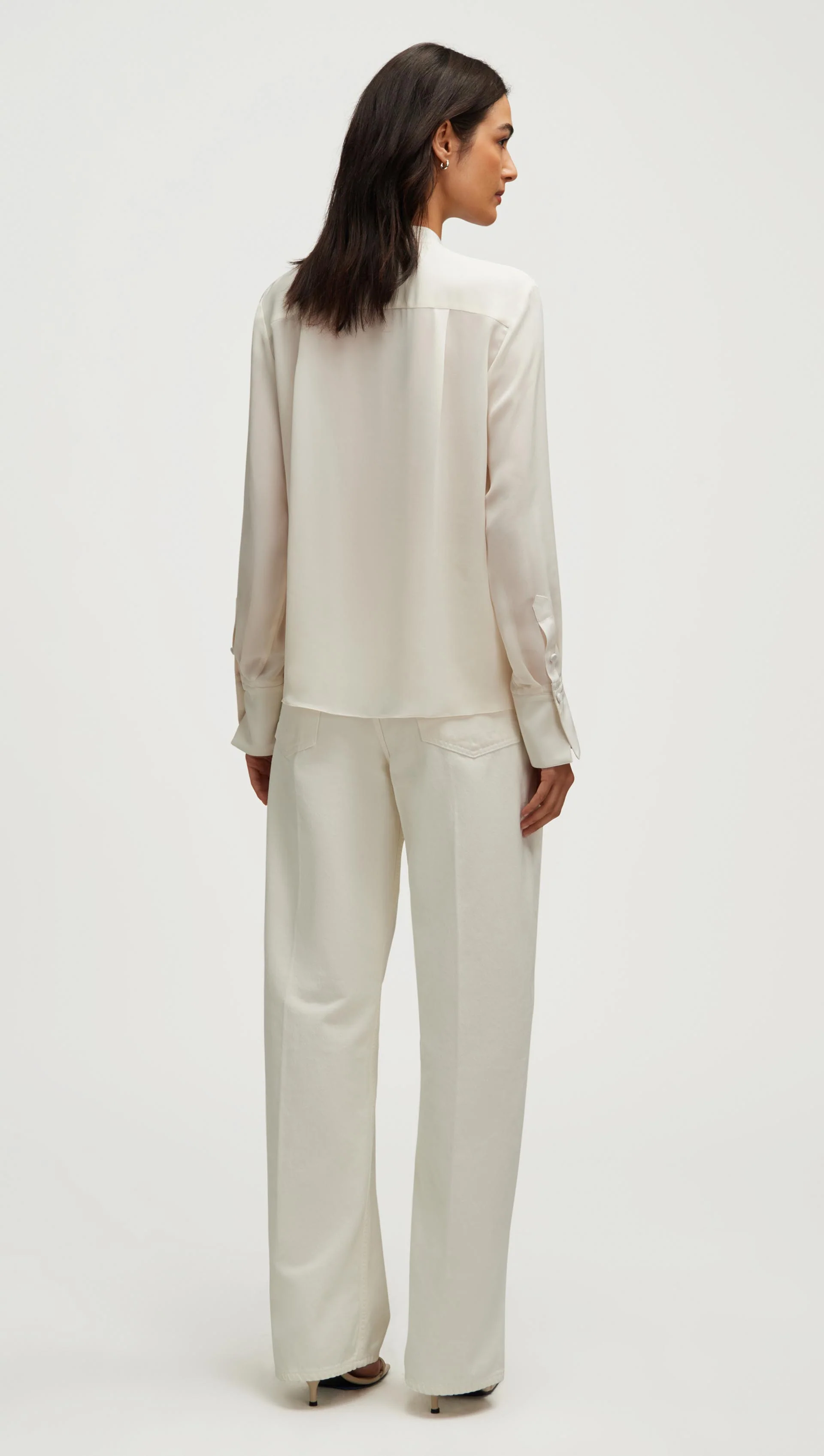 Cowl Neck Blouse in Double Georgette | Ivory - Image 5