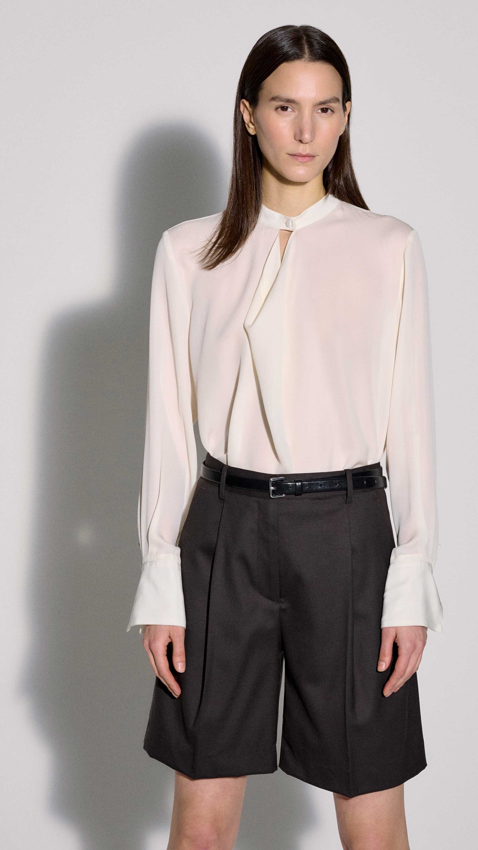 Cowl Neck Blouse in Double Georgette | Ivory - Image 7