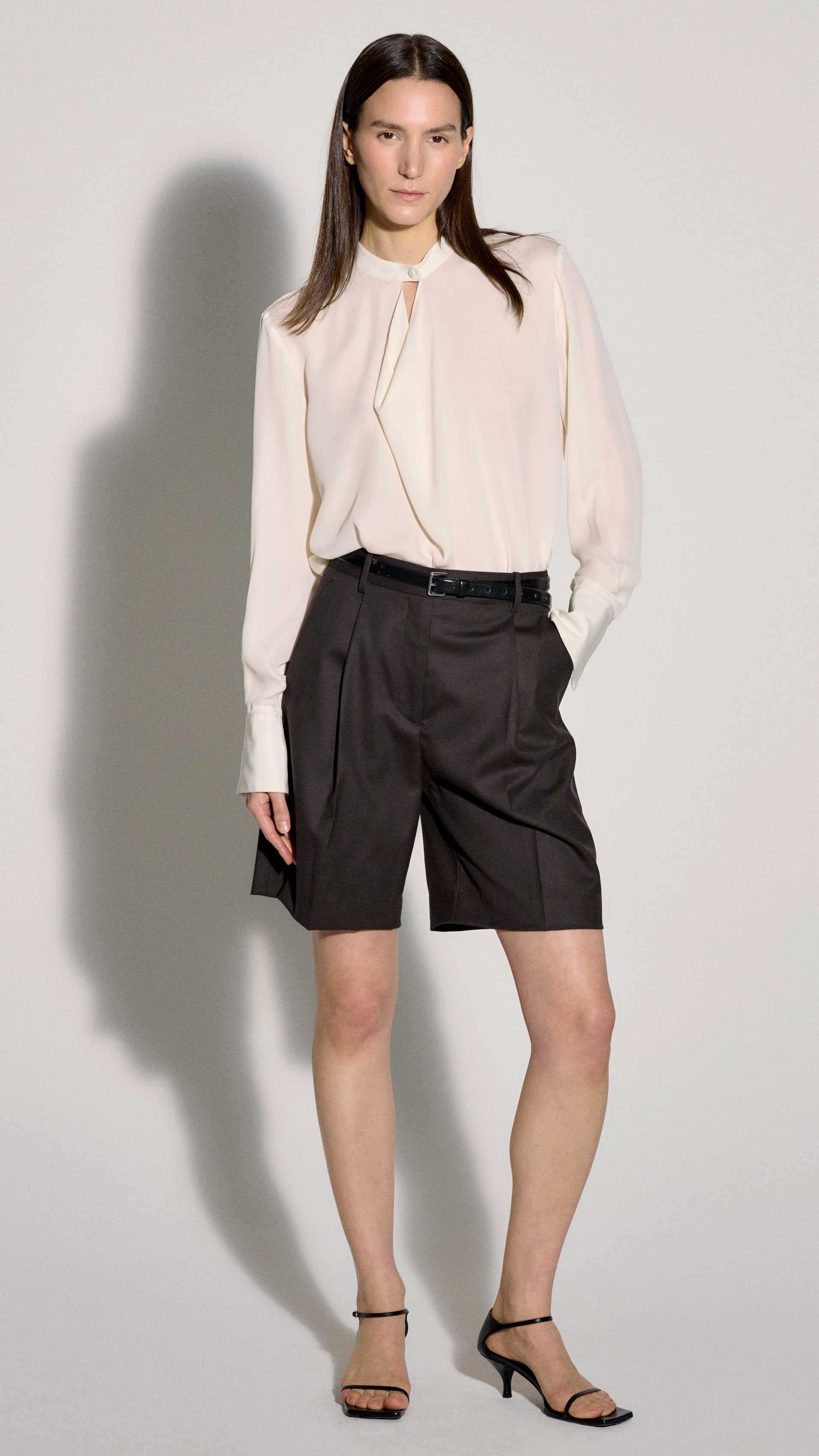 Cowl Neck Blouse in Double Georgette | Ivory - Image 8