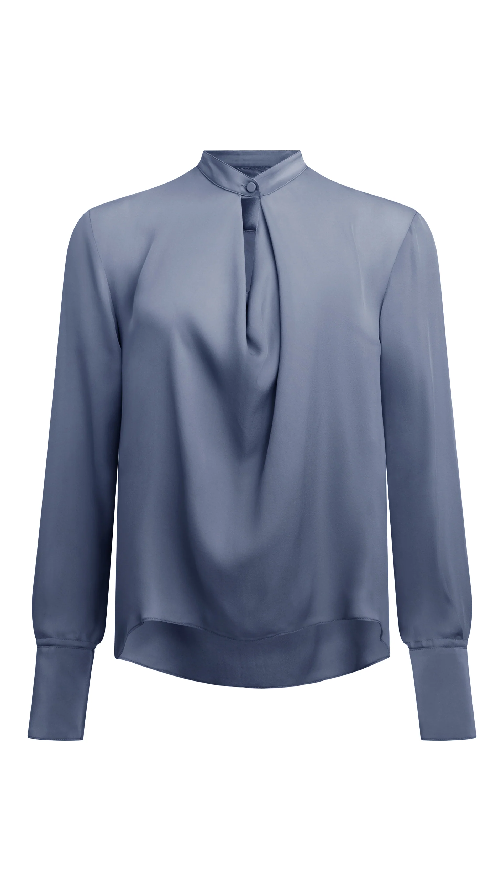 Cowl Neck Blouse in Double Georgette | Powder Blue - Image 7