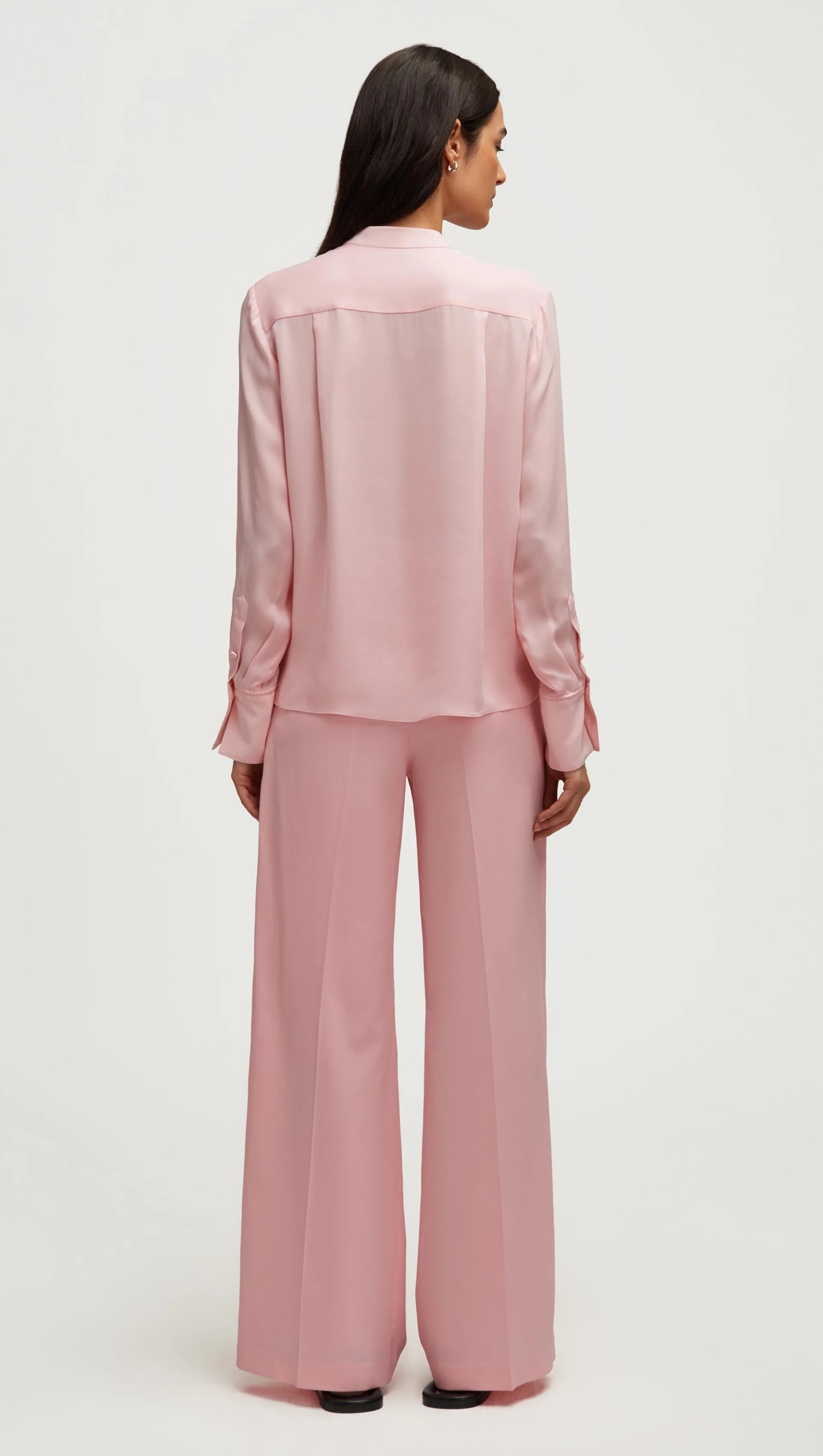 Cowl Neck Blouse in Double Georgette | Soft Pink - Image 6
