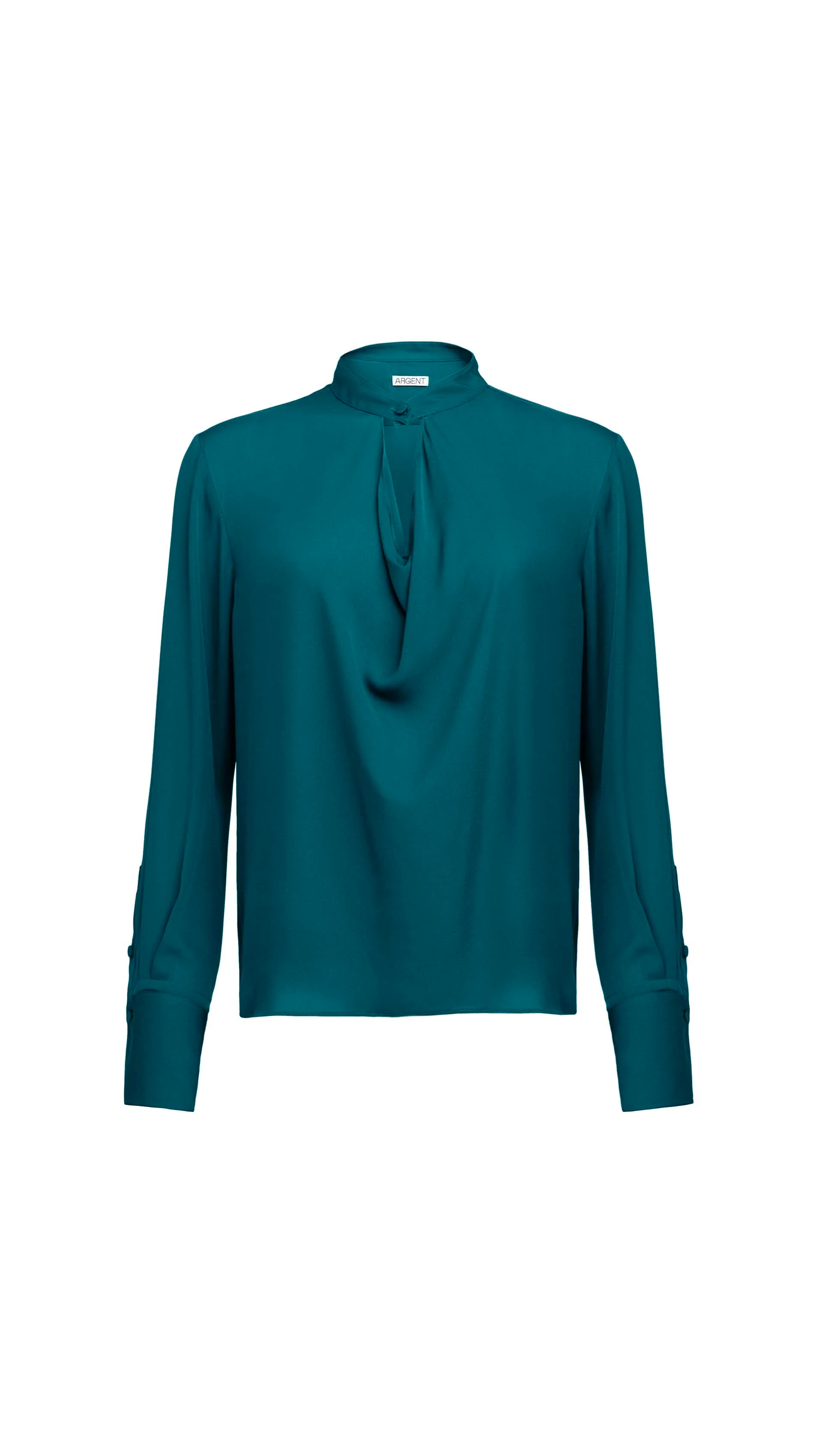 Cowl Neck Blouse in Double Georgette | Teal - Image 7