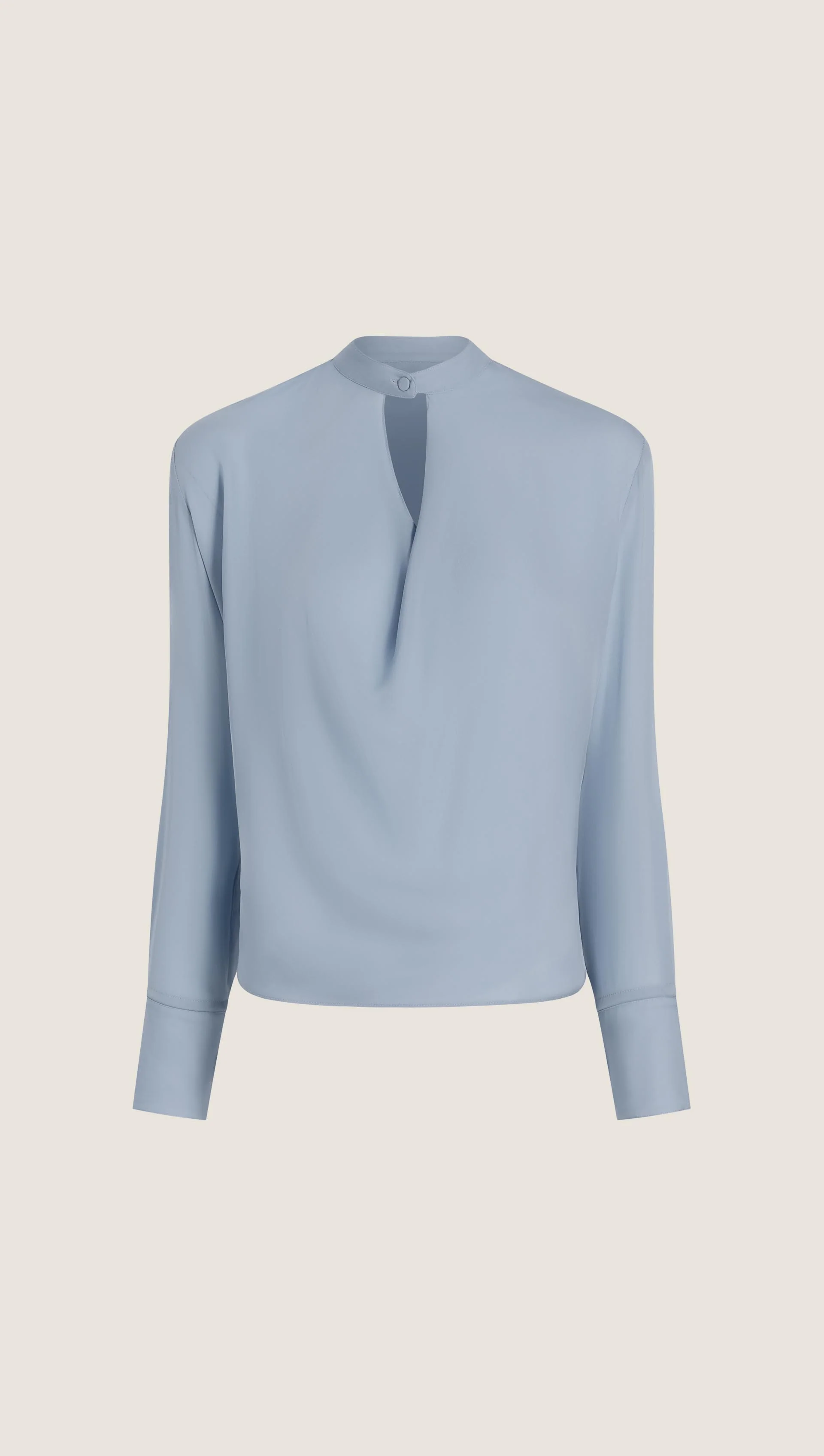 Cowl Neck Blouse in Double Georgette | Tufts Blue - Image 7