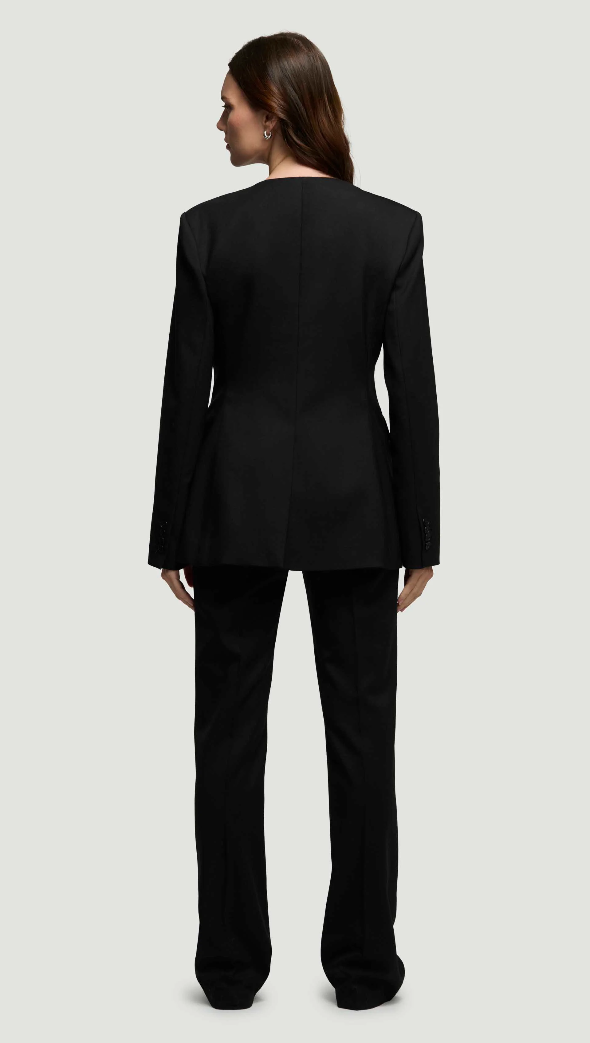 Double-Breasted Crewneck Blazer in Seasonless Wool | Black - Image 7