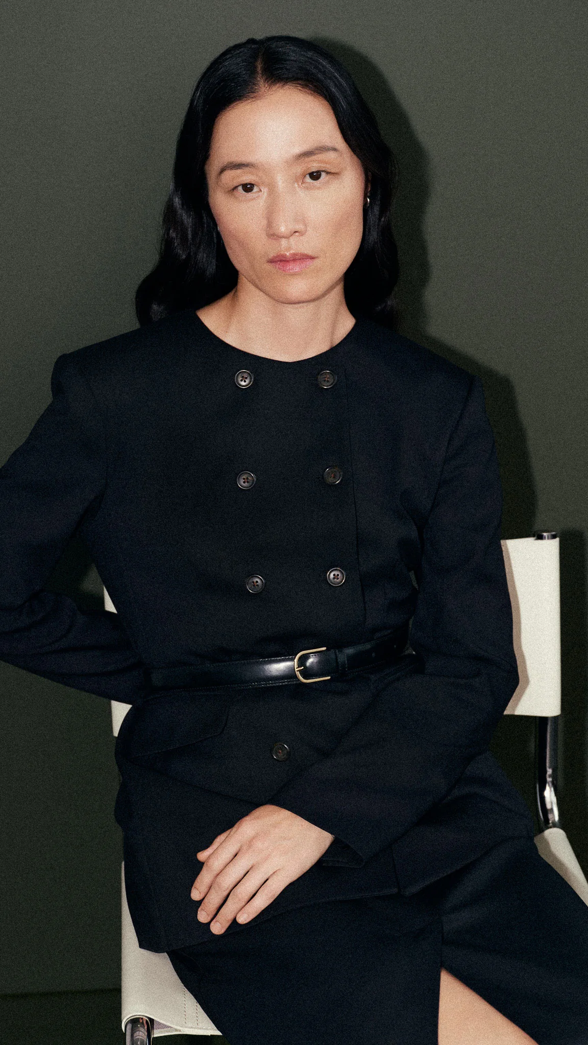 Double-Breasted Crewneck Blazer in Seasonless Wool | Black - Image 8