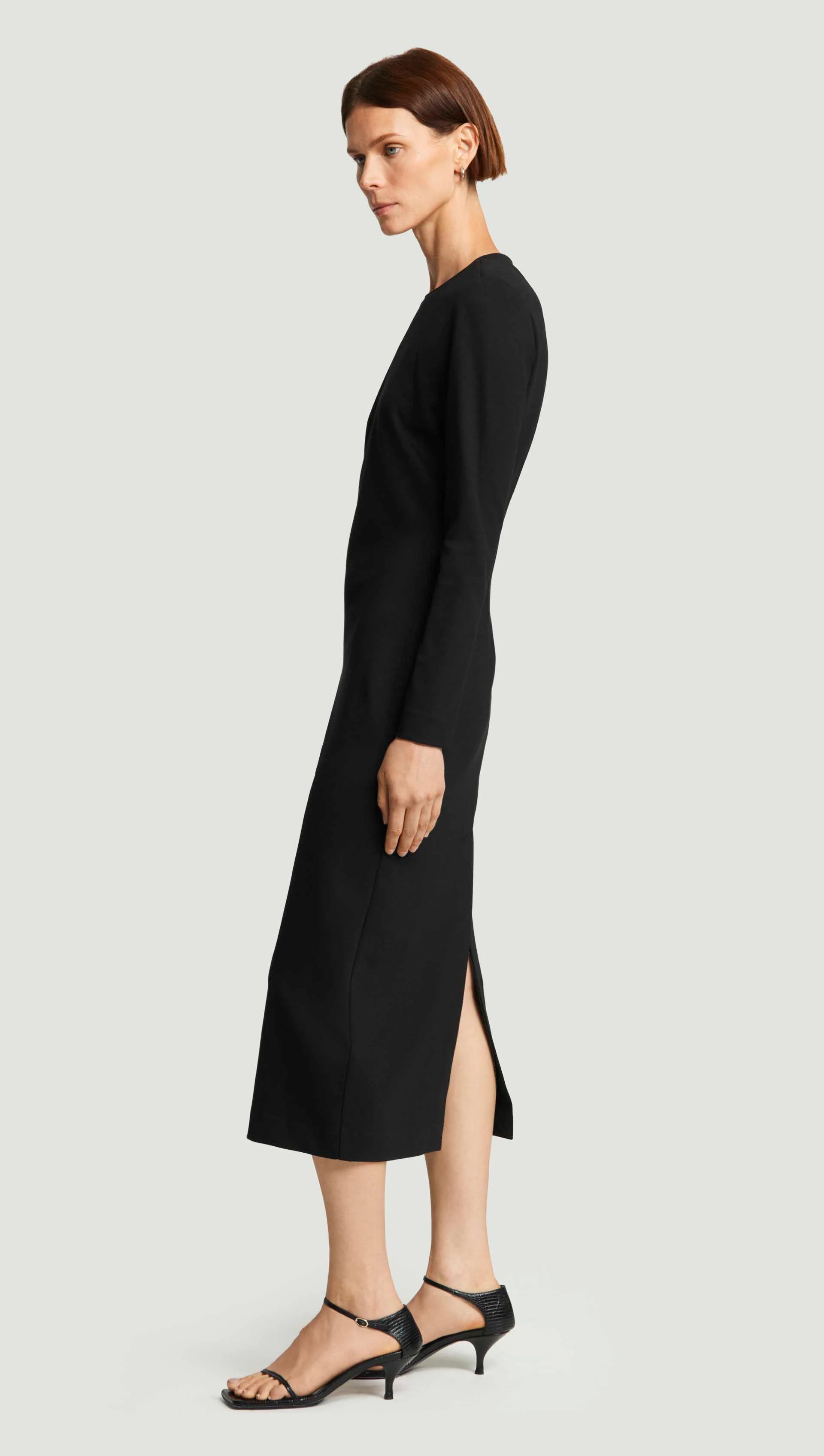 Crewneck Dress in Wool Jersey | Black - Image 2