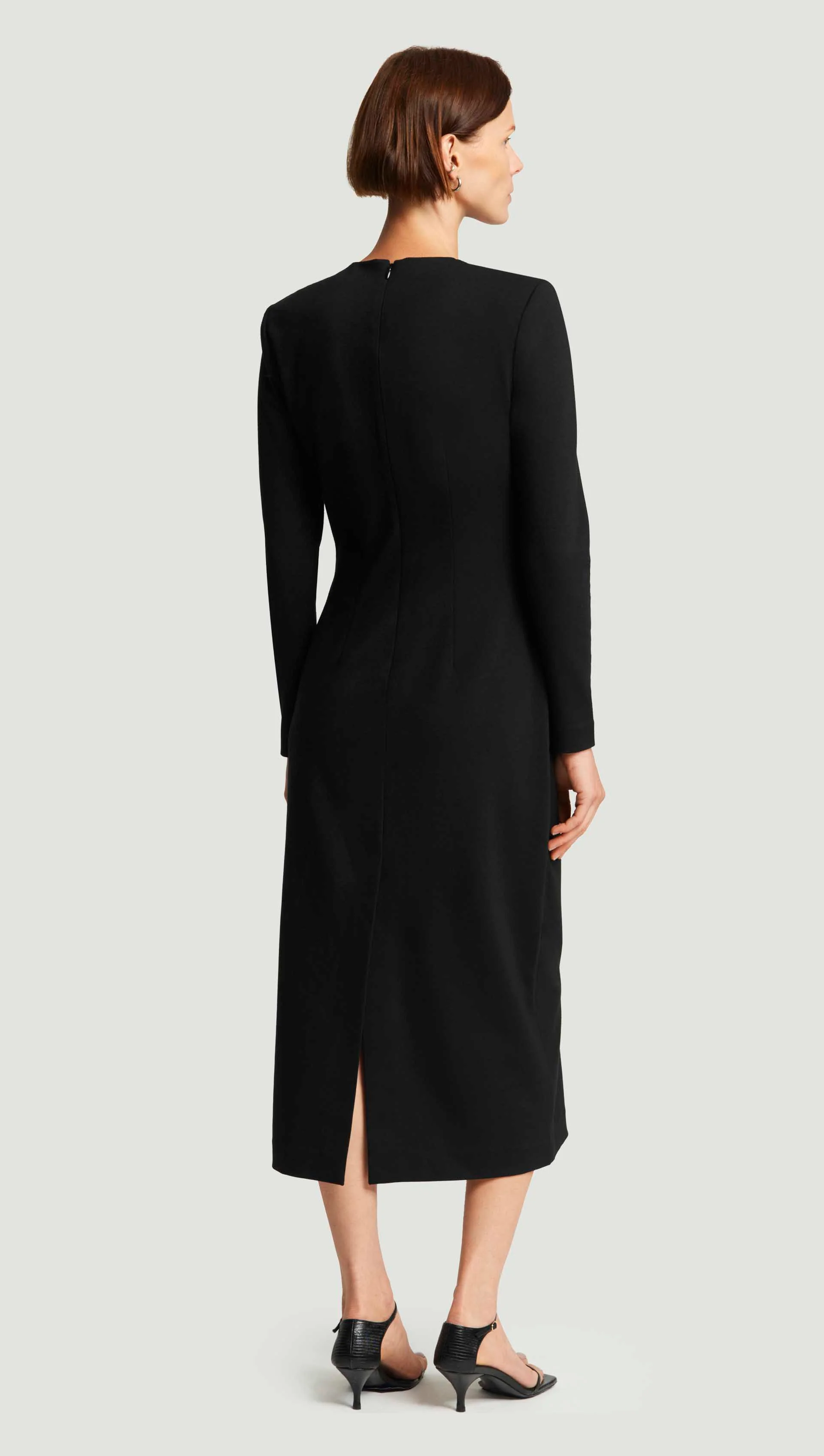 Crewneck Dress in Wool Jersey | Black - Image 3