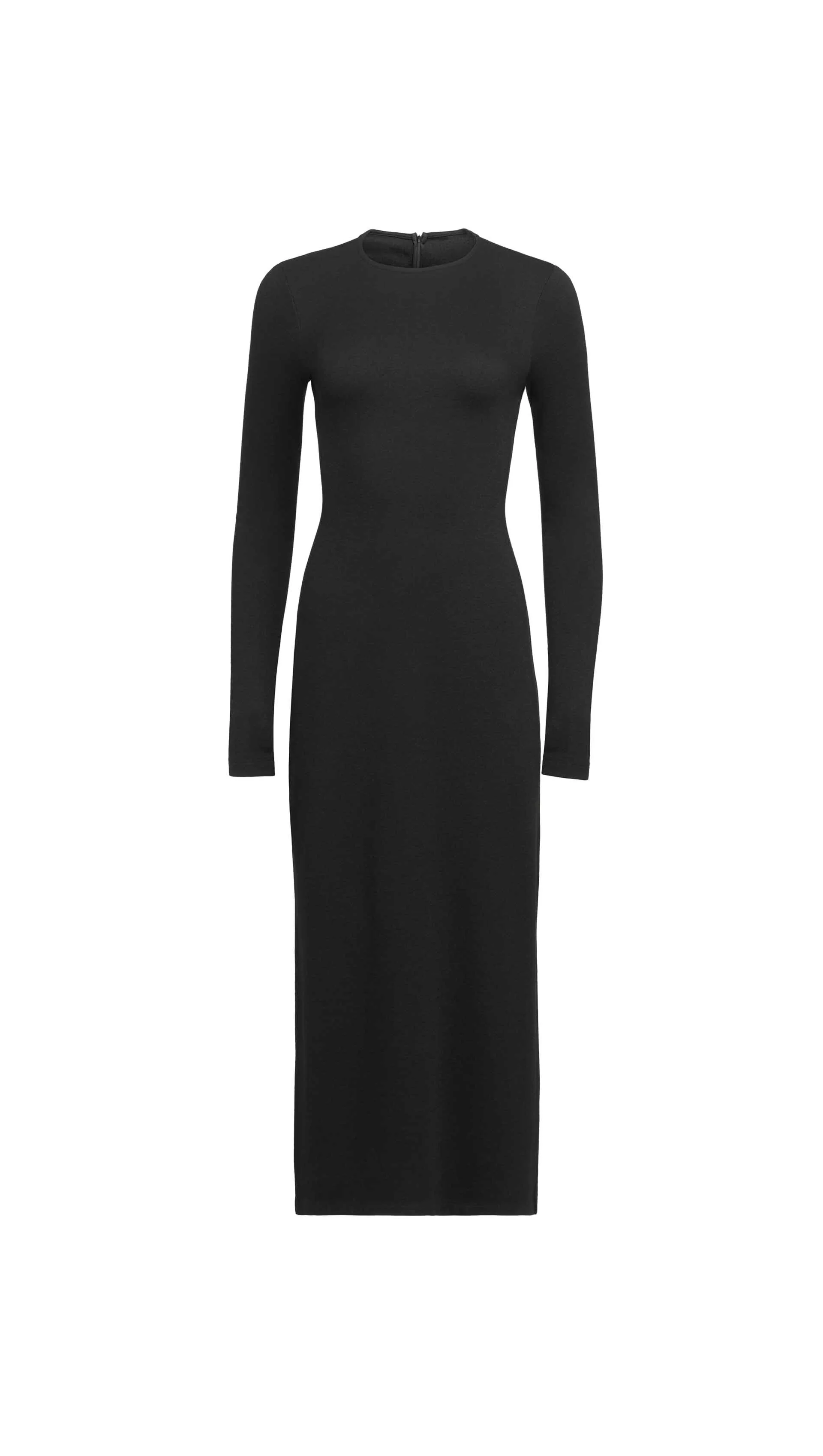 Crewneck Dress in Wool Jersey | Black - Image 6