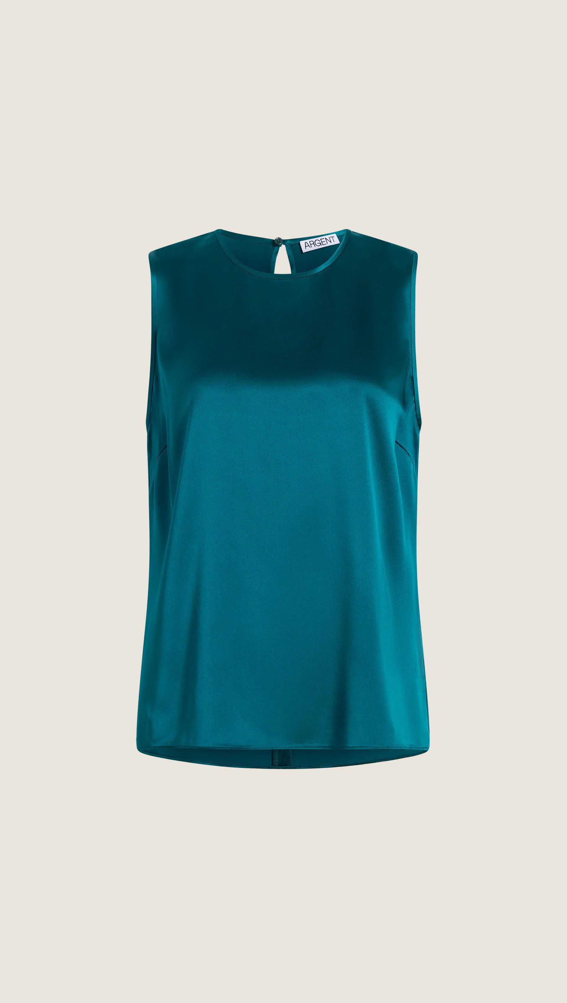 Crewneck Tank in Silk Charmeuse | Deep Teal - Image 6