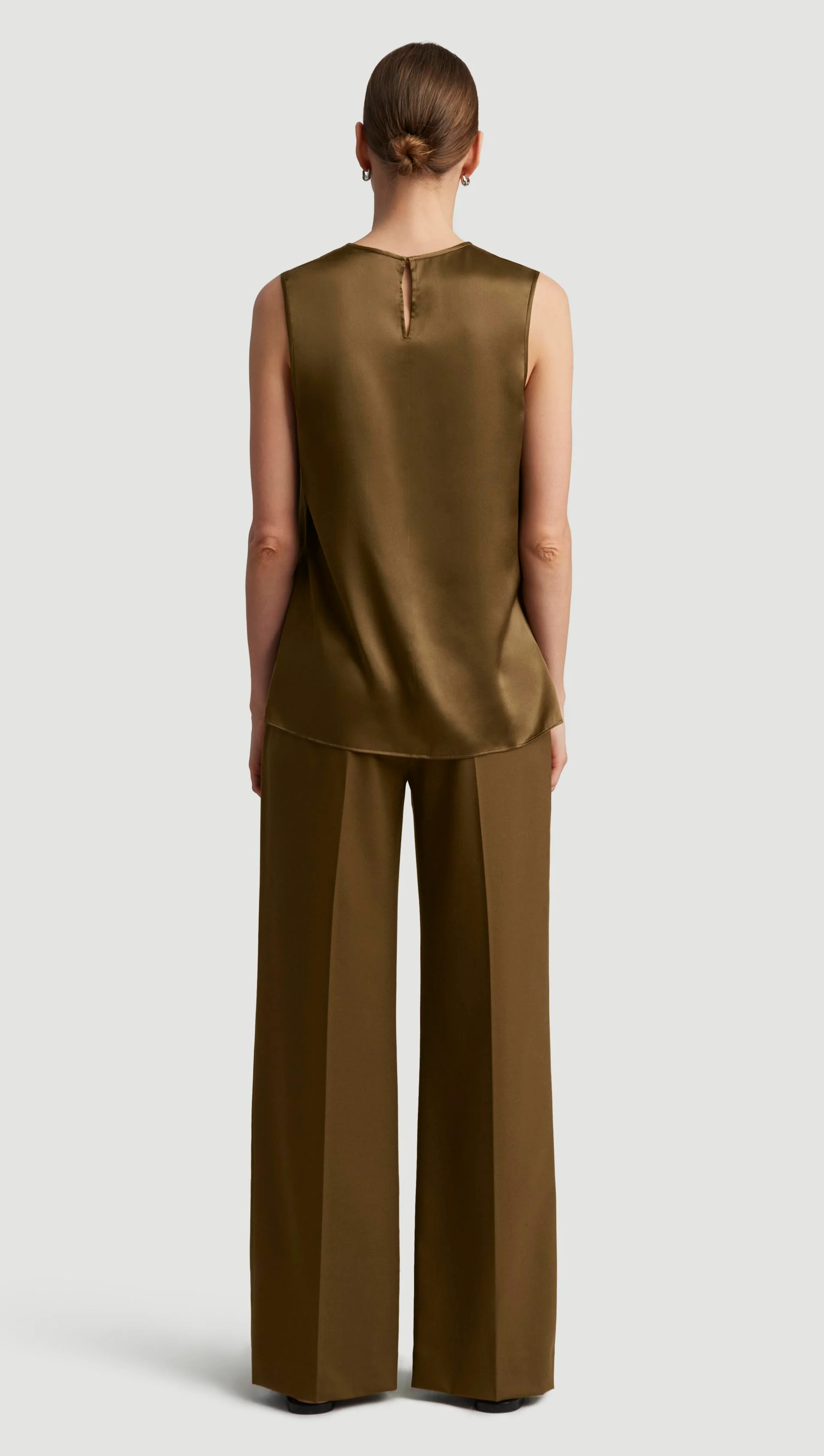 Crewneck Tank in Silk Charmeuse | Mushroom - Image 4