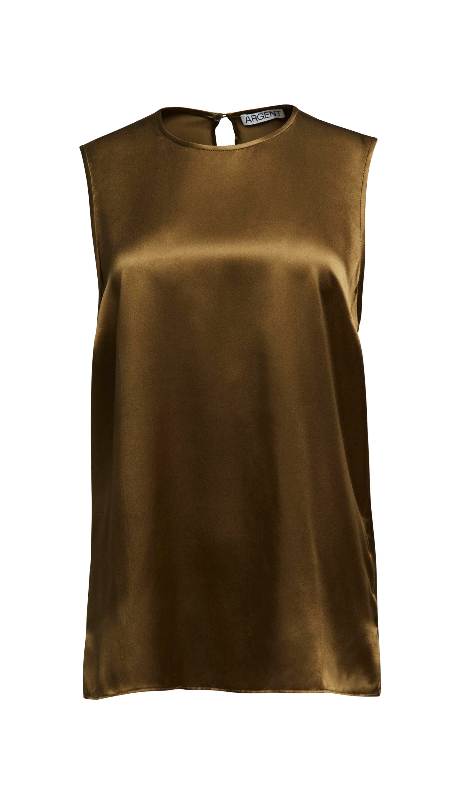 Crewneck Tank in Silk Charmeuse | Mushroom - Image 6