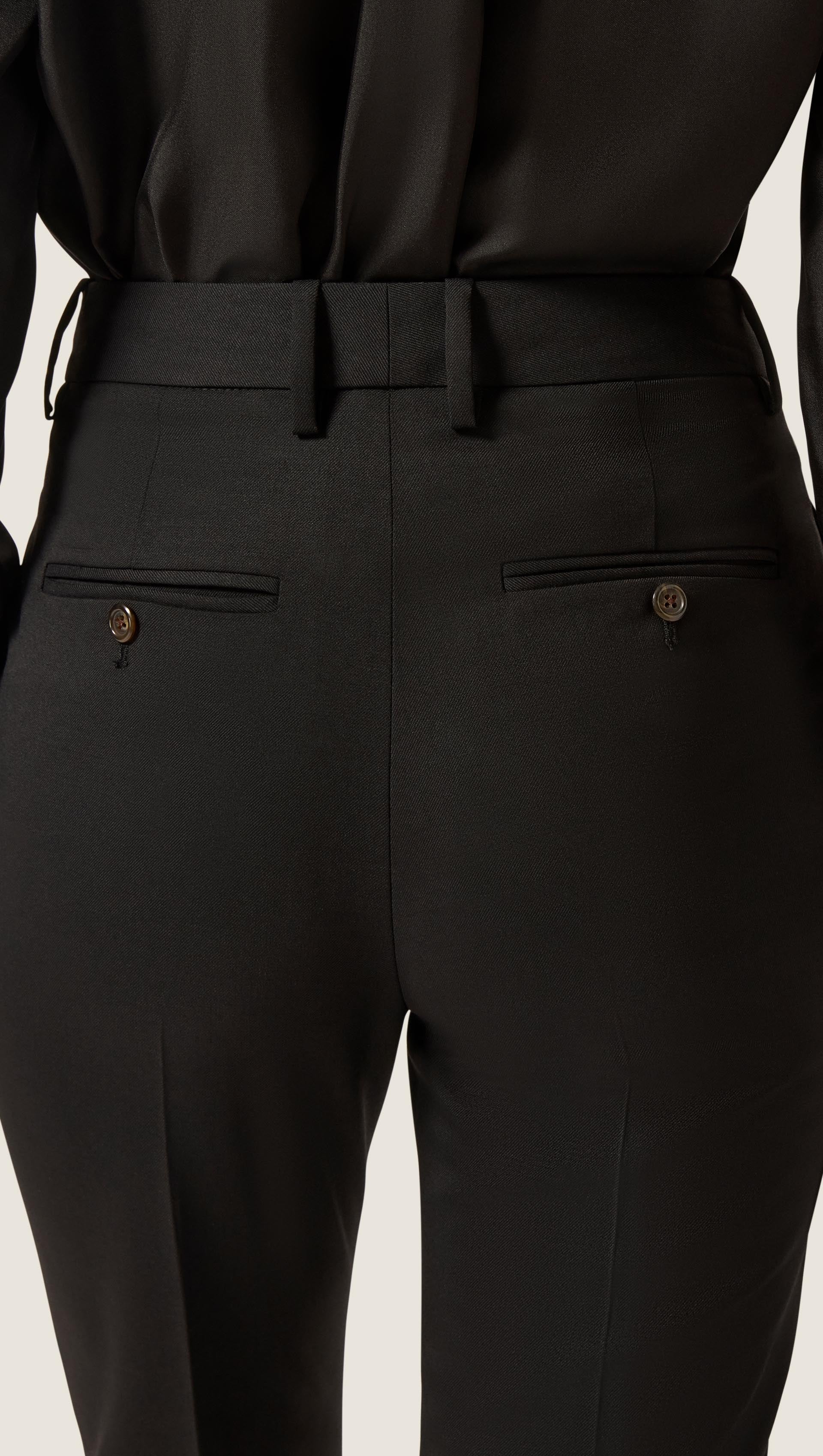 Cropped Straight Leg Trouser in Seasonless Wool | Black - Image 3