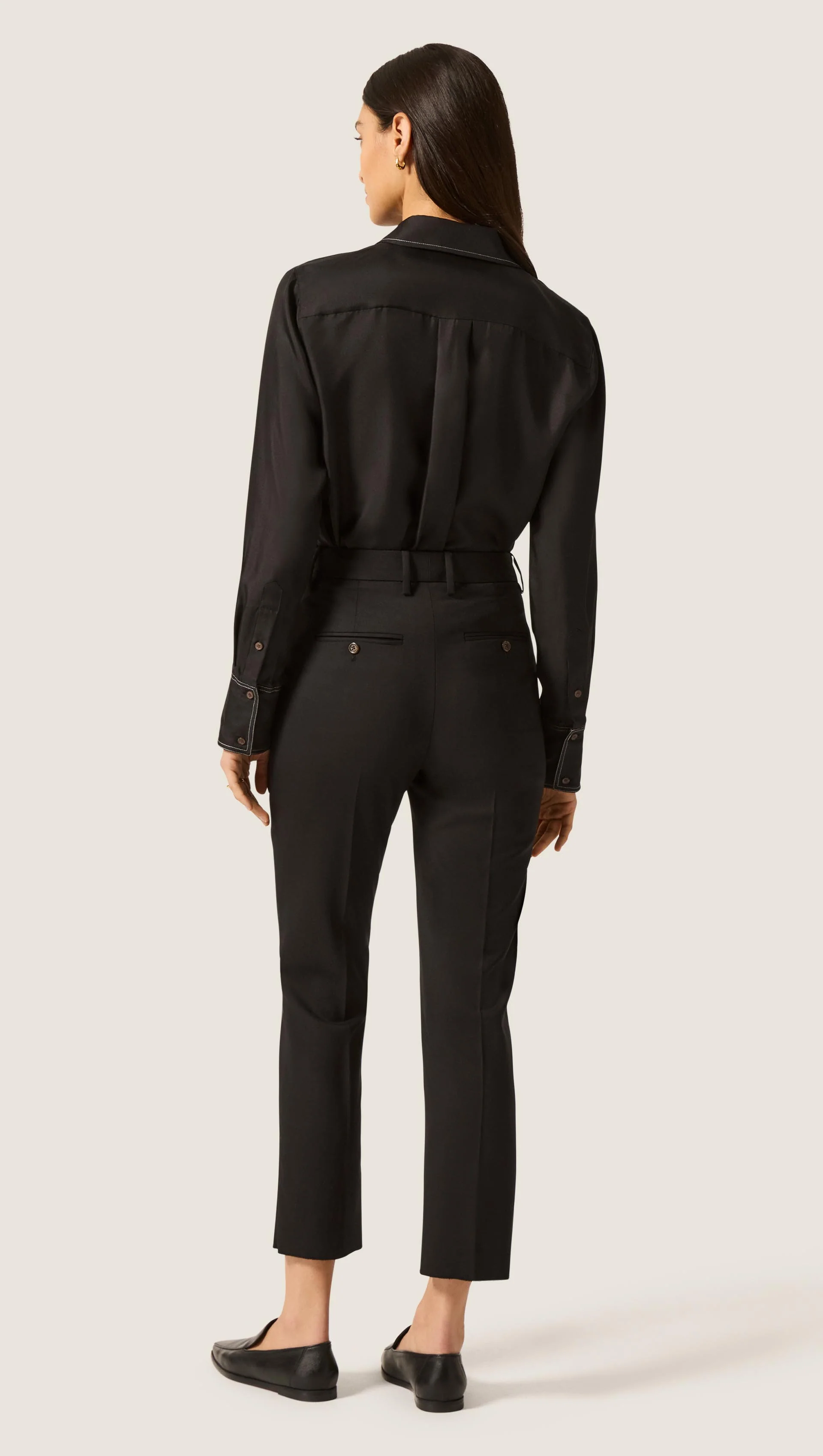 Cropped Straight Leg Trouser in Seasonless Wool | Black - Image 5