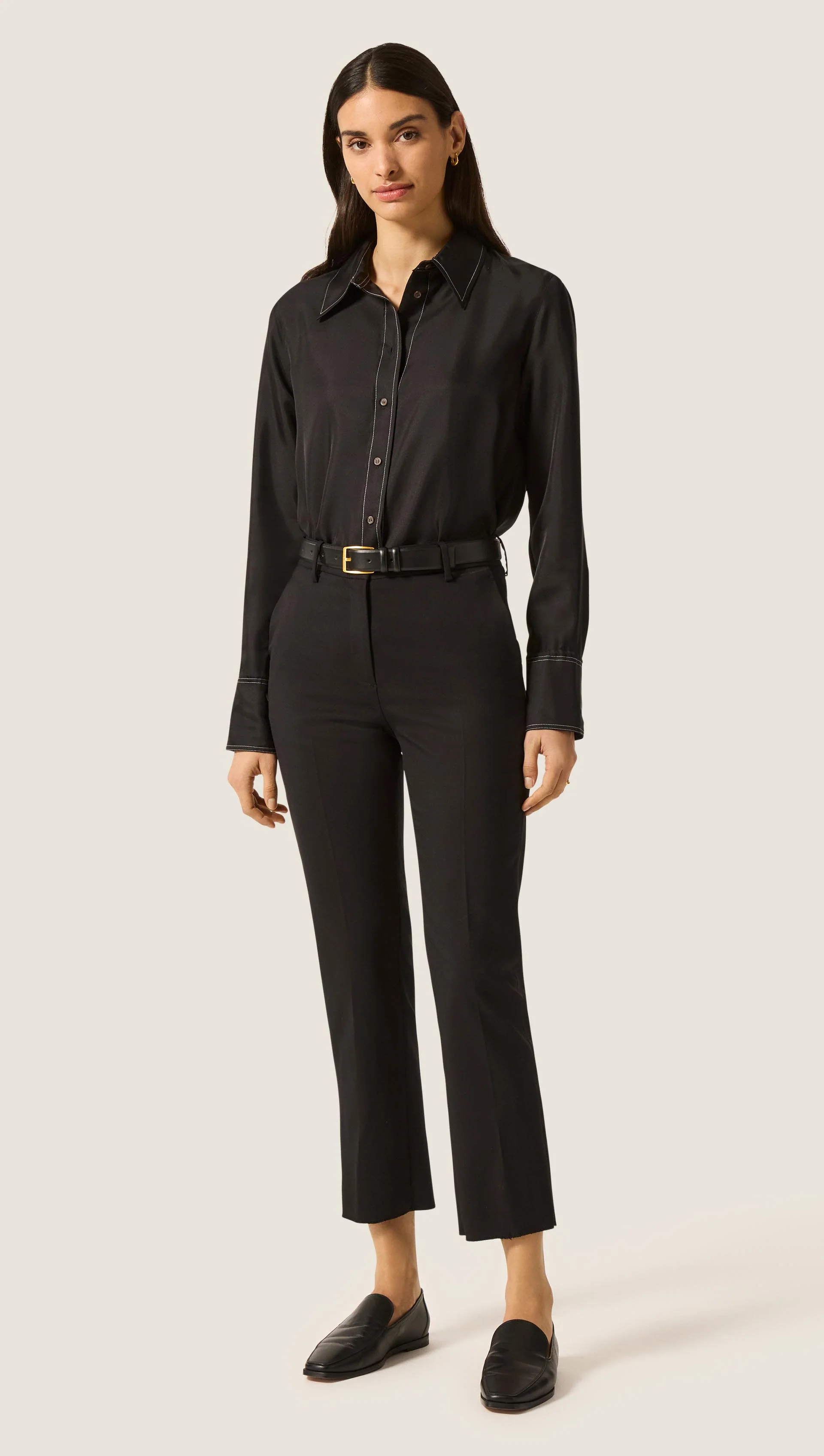 Cropped Straight Leg Trouser in Seasonless Wool | Black - Image 7
