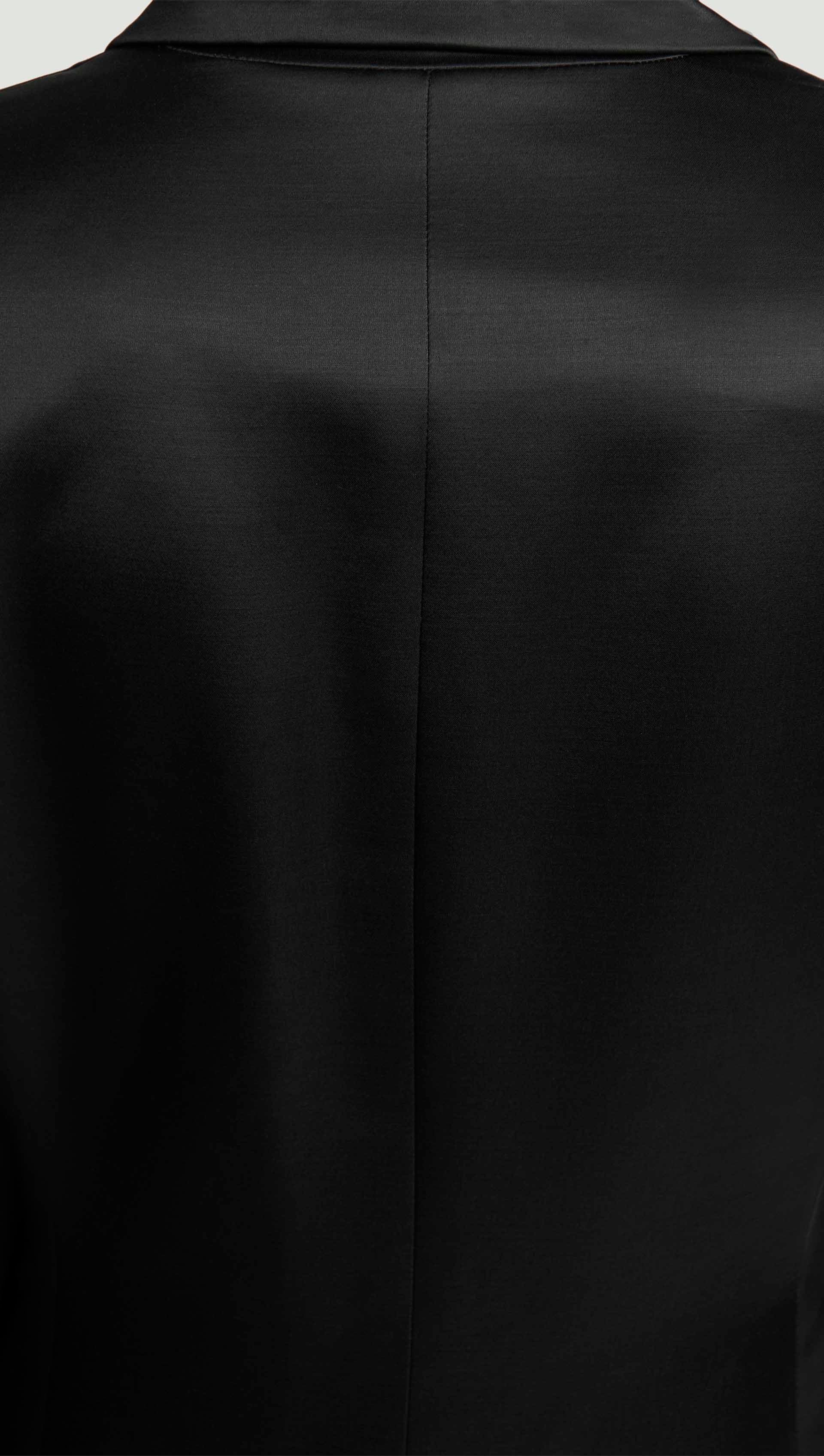 Double-Breasted Blazer in Satin Viscose Wool | Black - Image 11