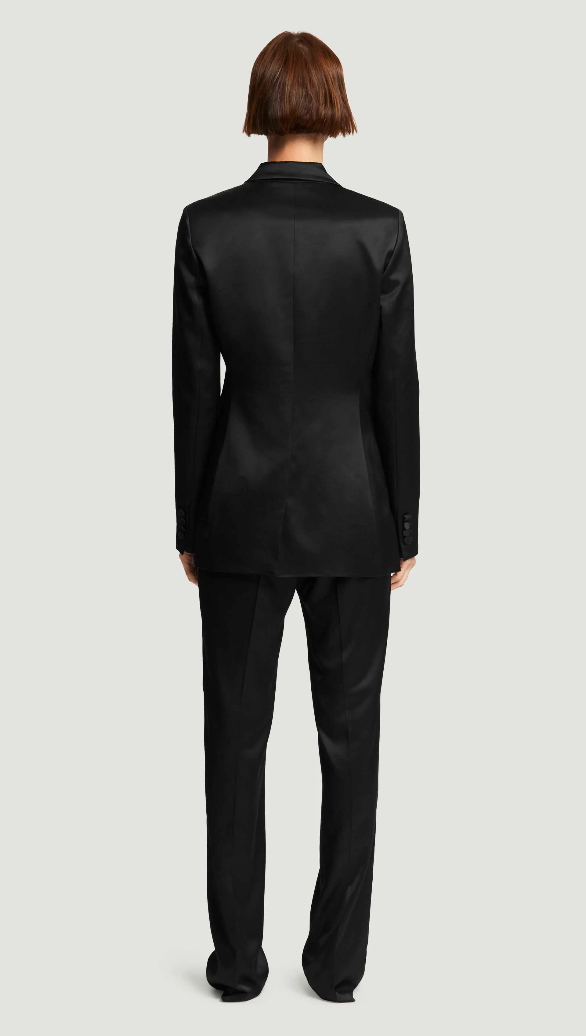 Double-Breasted Blazer in Satin Viscose Wool | Black - Image 5