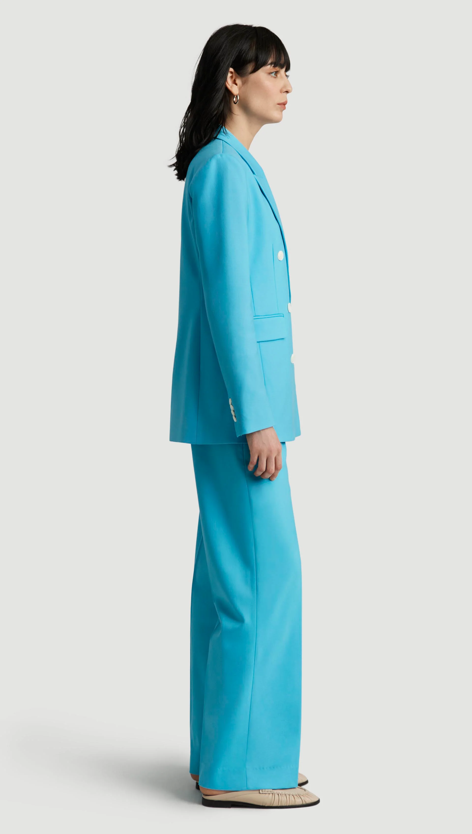 Double-Breasted Blazer in Seasonless Wool | Aqua - Image 4