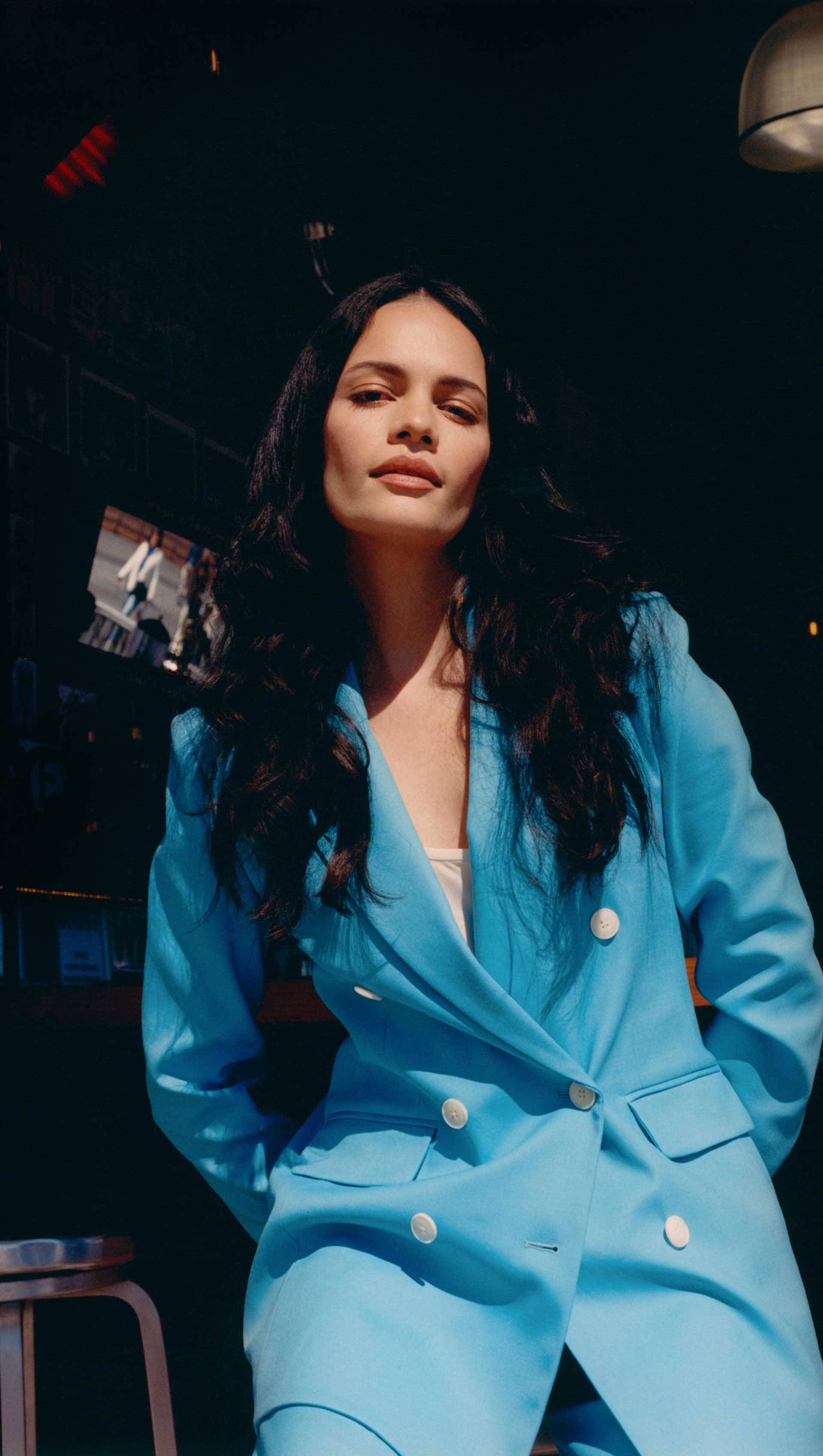 Double-Breasted Blazer in Seasonless Wool | Aqua - Image 7
