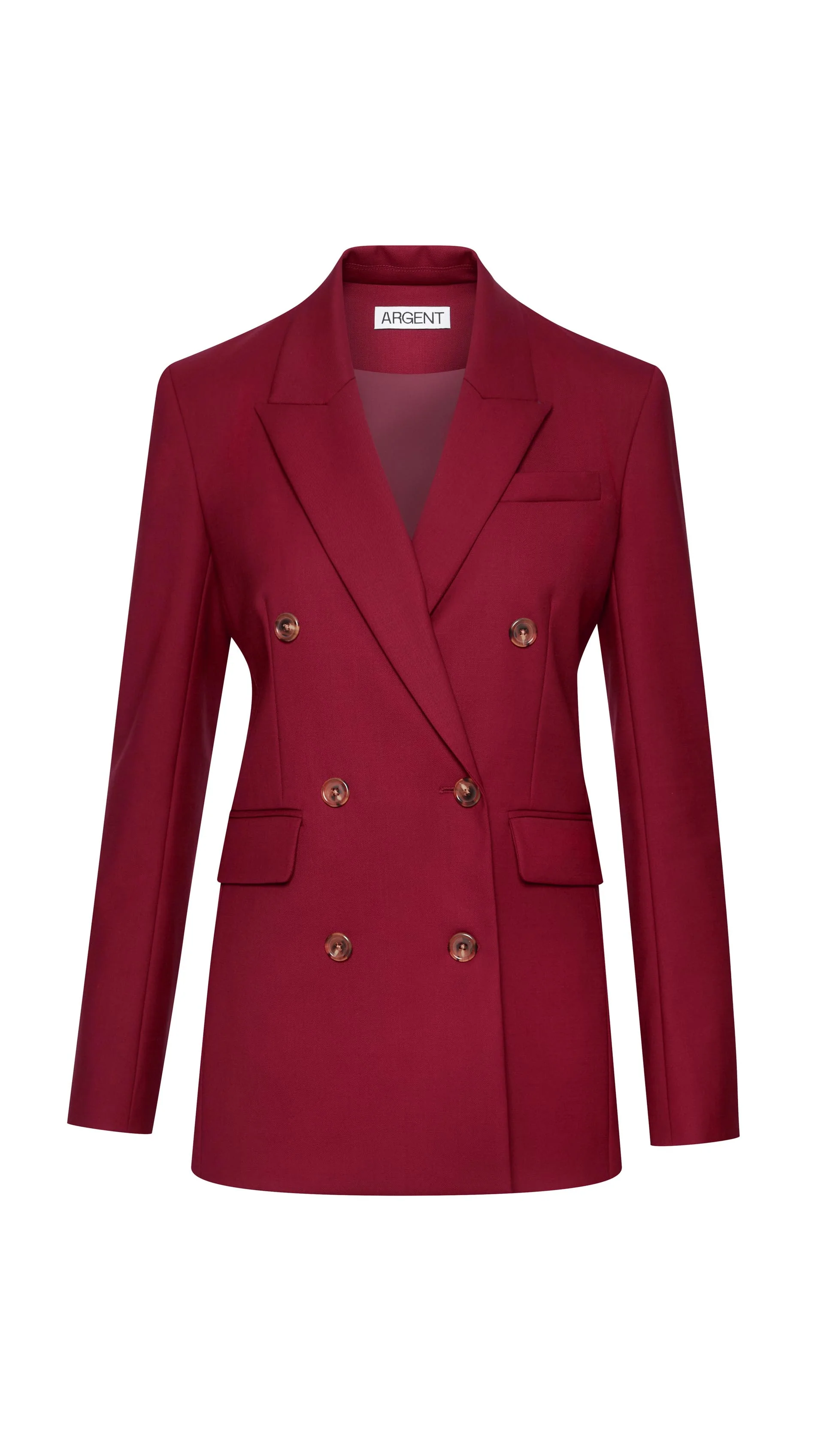 Double-Breasted Blazer in Seasonless Wool | Burgundy - Image 10