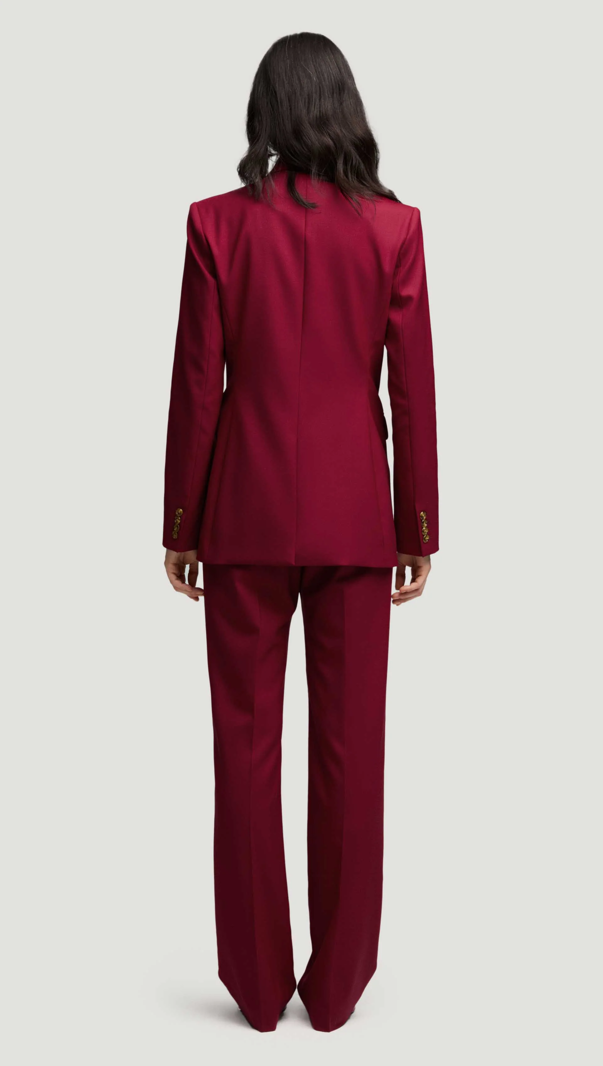 Double-Breasted Blazer in Seasonless Wool | Burgundy - Image 5