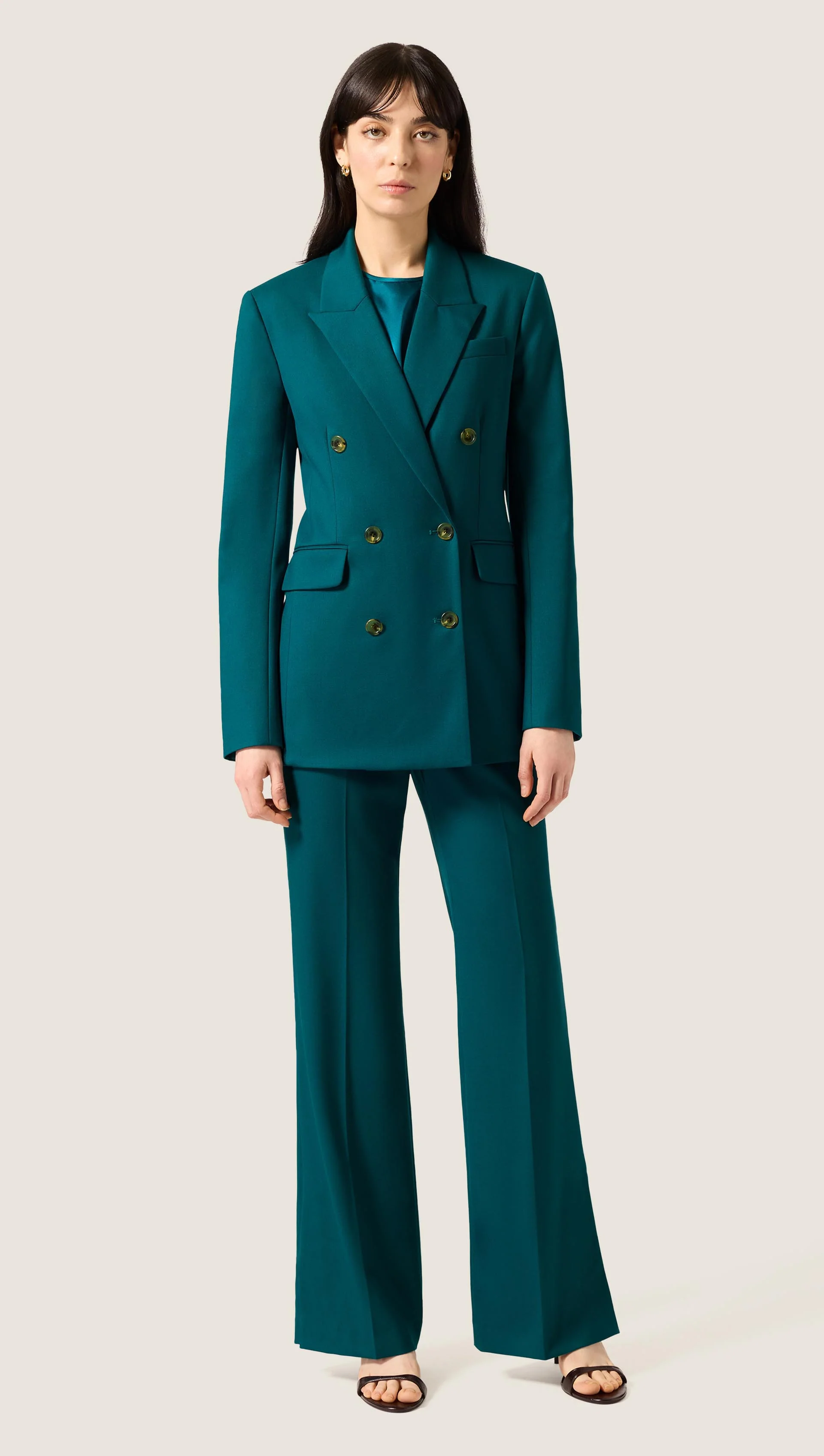 Double-Breasted Blazer in Seasonless Wool | Deep Teal - Image 2