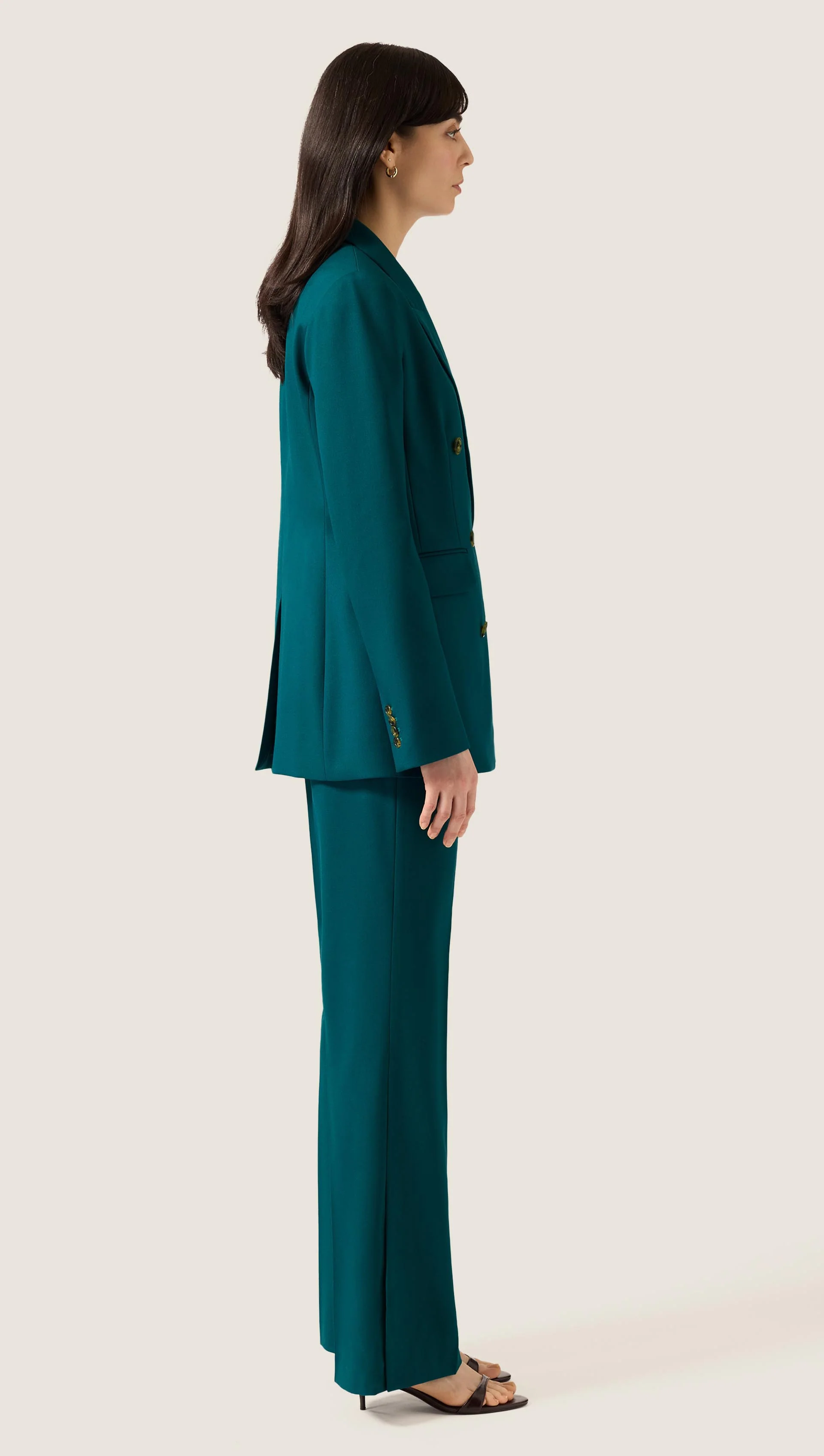 Double-Breasted Blazer in Seasonless Wool | Deep Teal - Image 3
