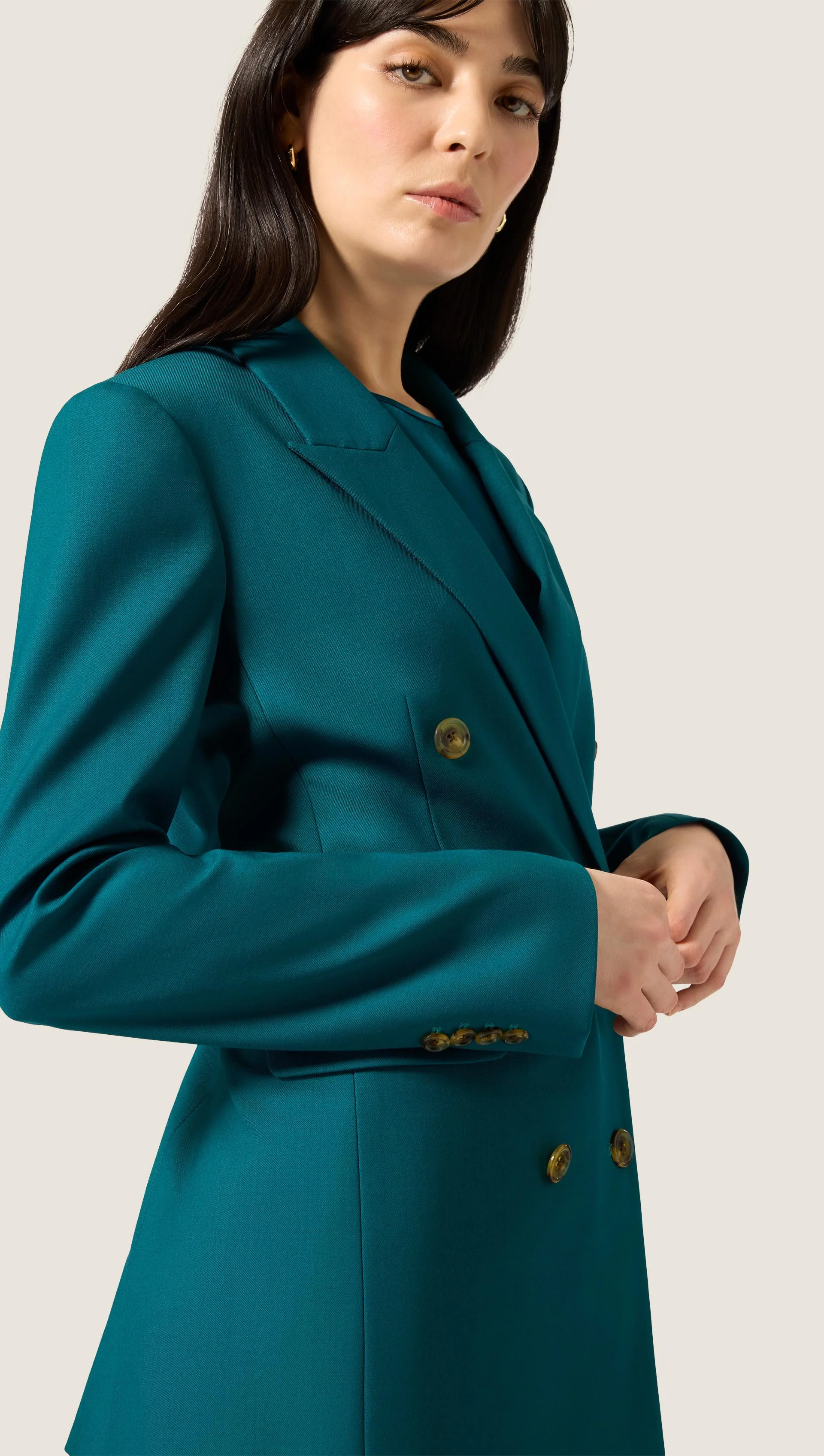 Double-Breasted Blazer in Seasonless Wool | Deep Teal - Image 5