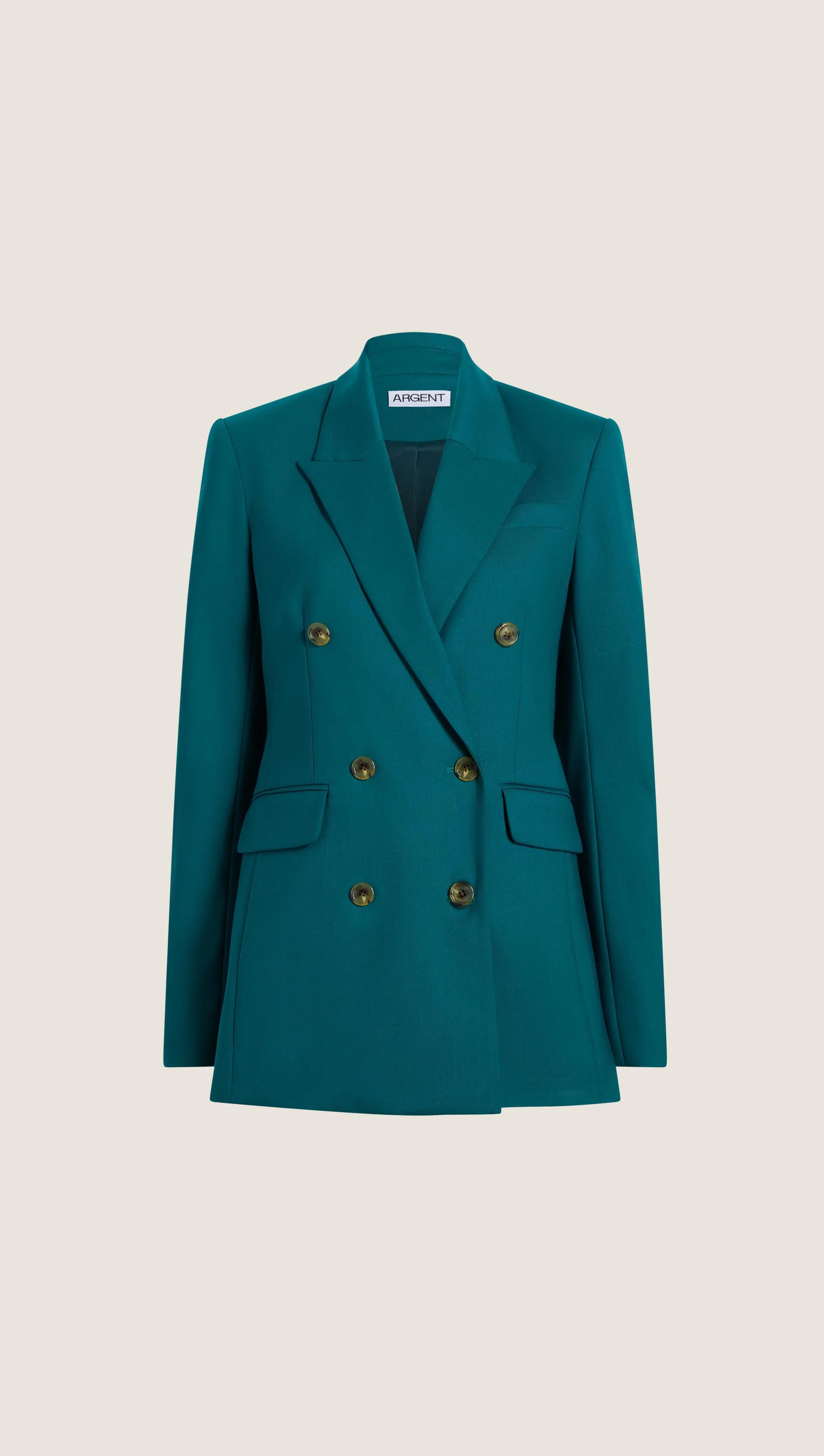 Double-Breasted Blazer in Seasonless Wool | Deep Teal - Image 9