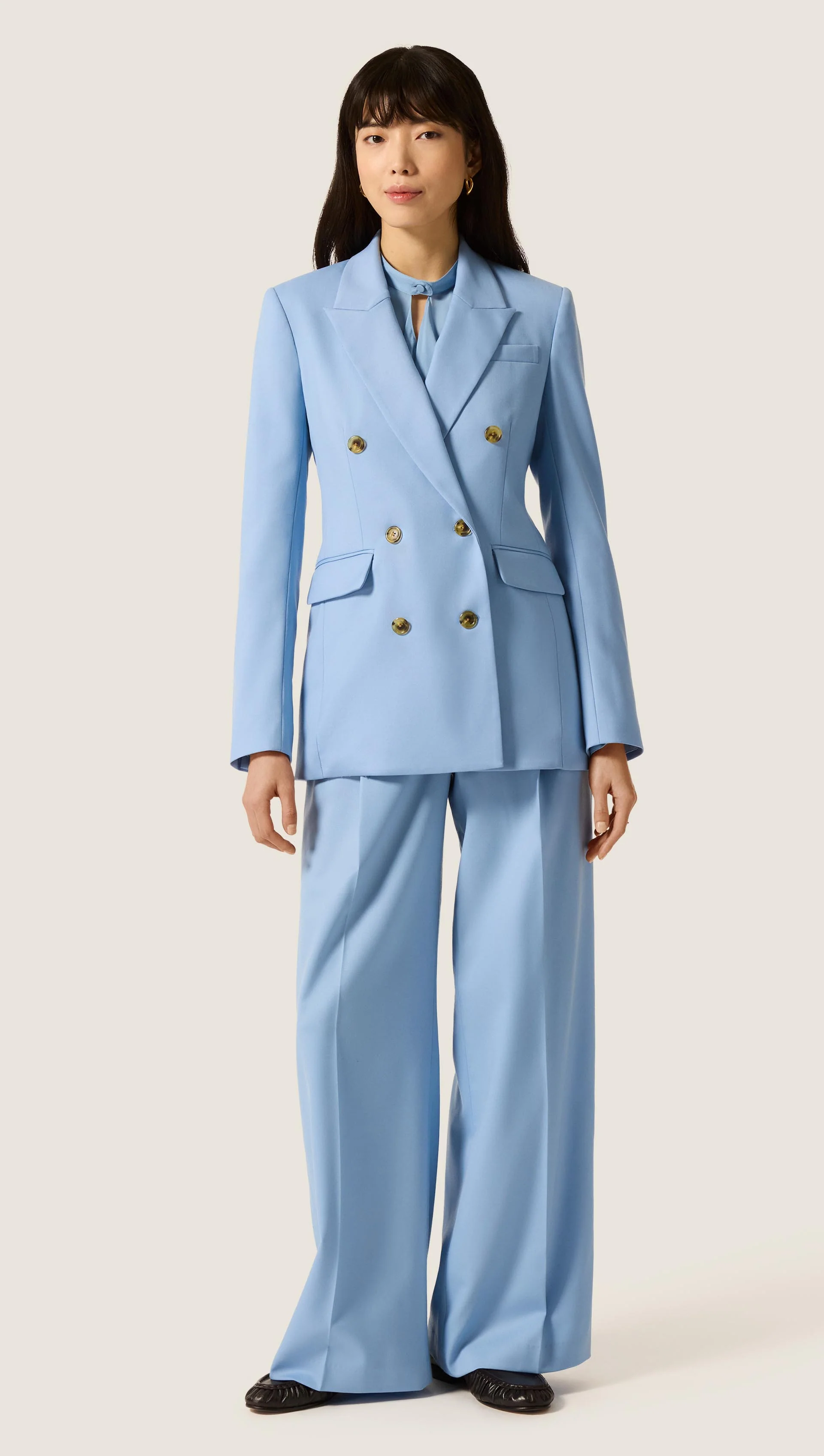 Double-Breasted Blazer in Seasonless Wool | Maya Blue - Image 2