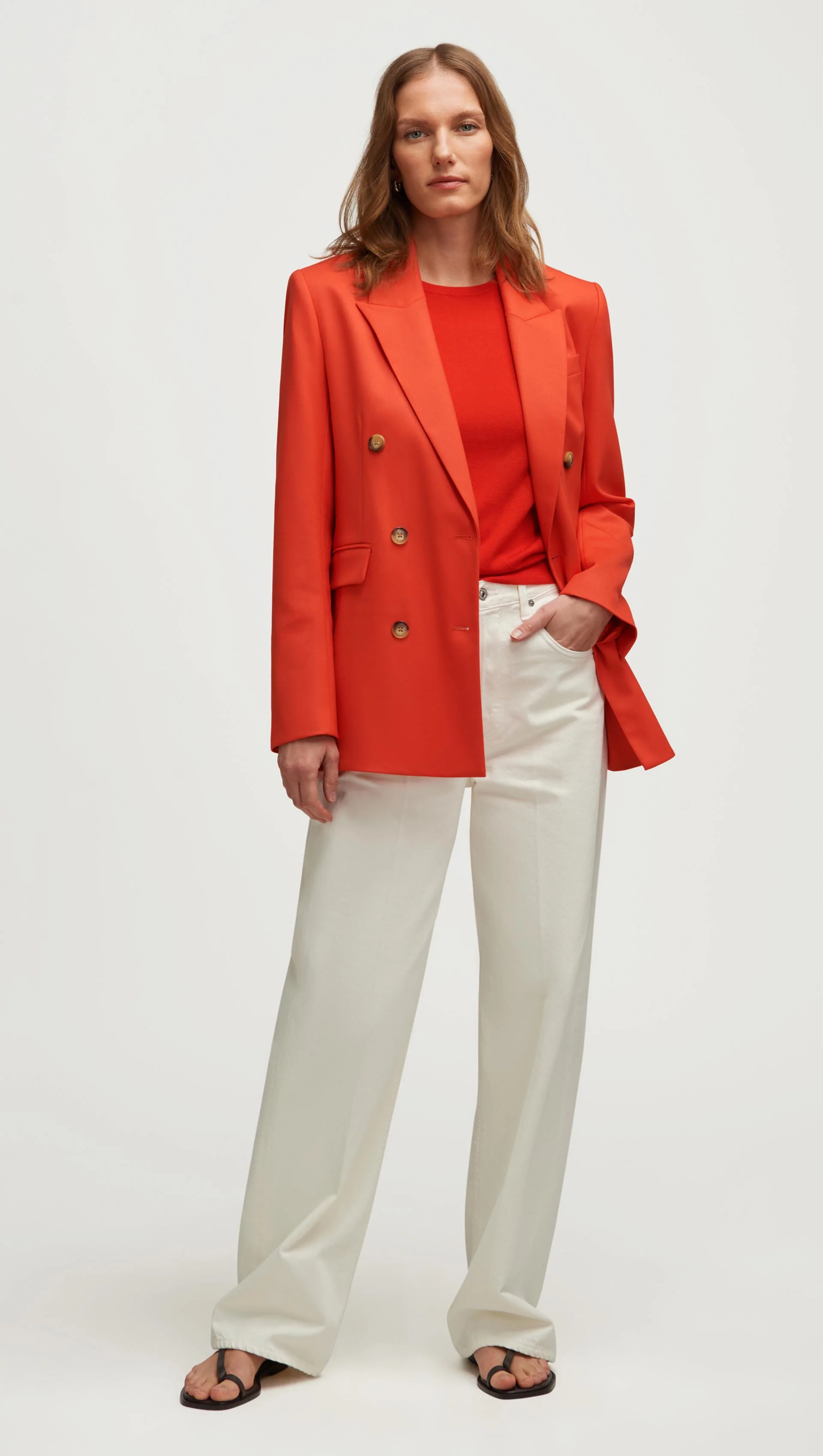 Double-Breasted Blazer in Seasonless Wool | Orange - Image 7