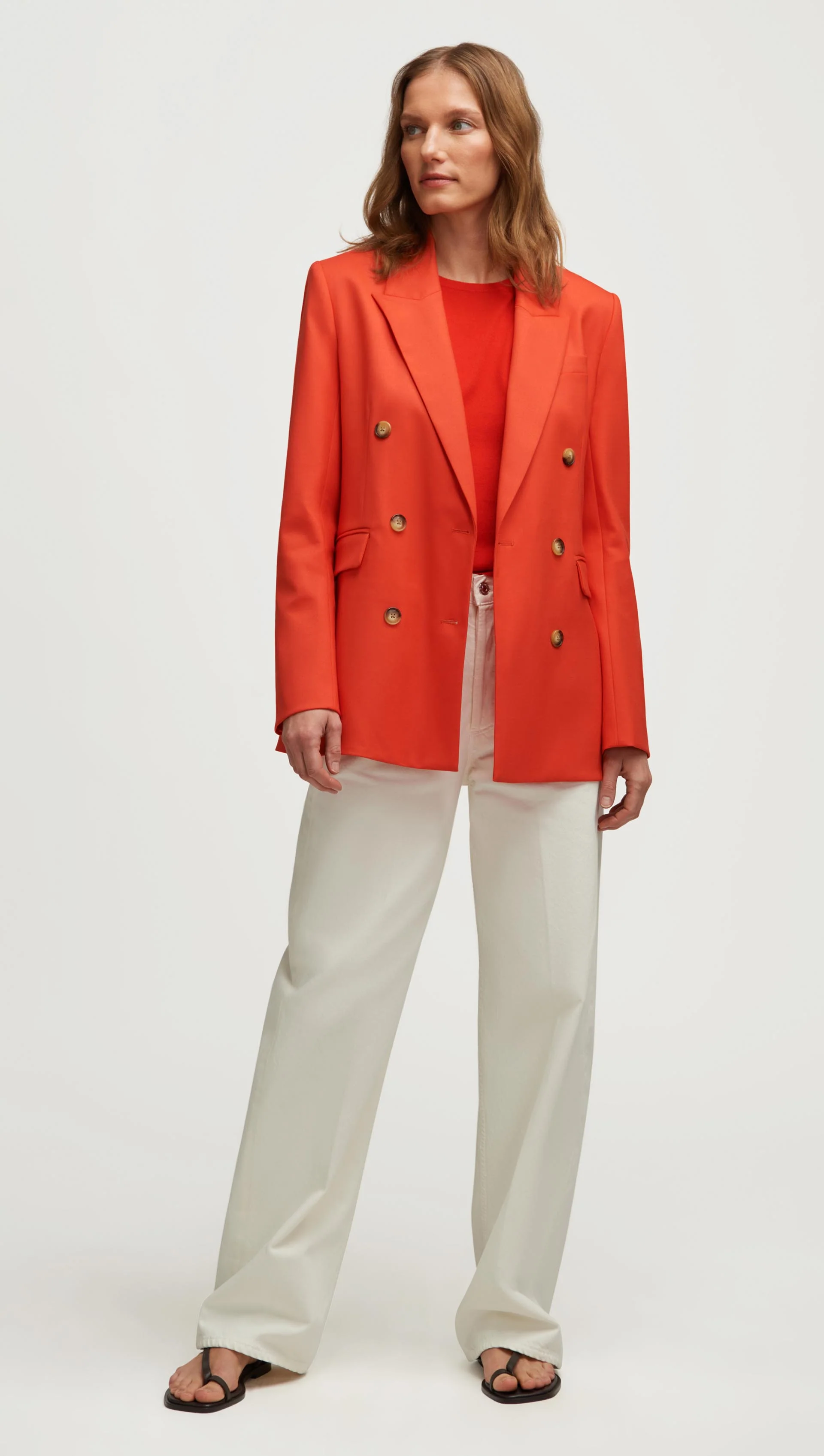 Double-Breasted Blazer in Seasonless Wool | Orange - Image 8