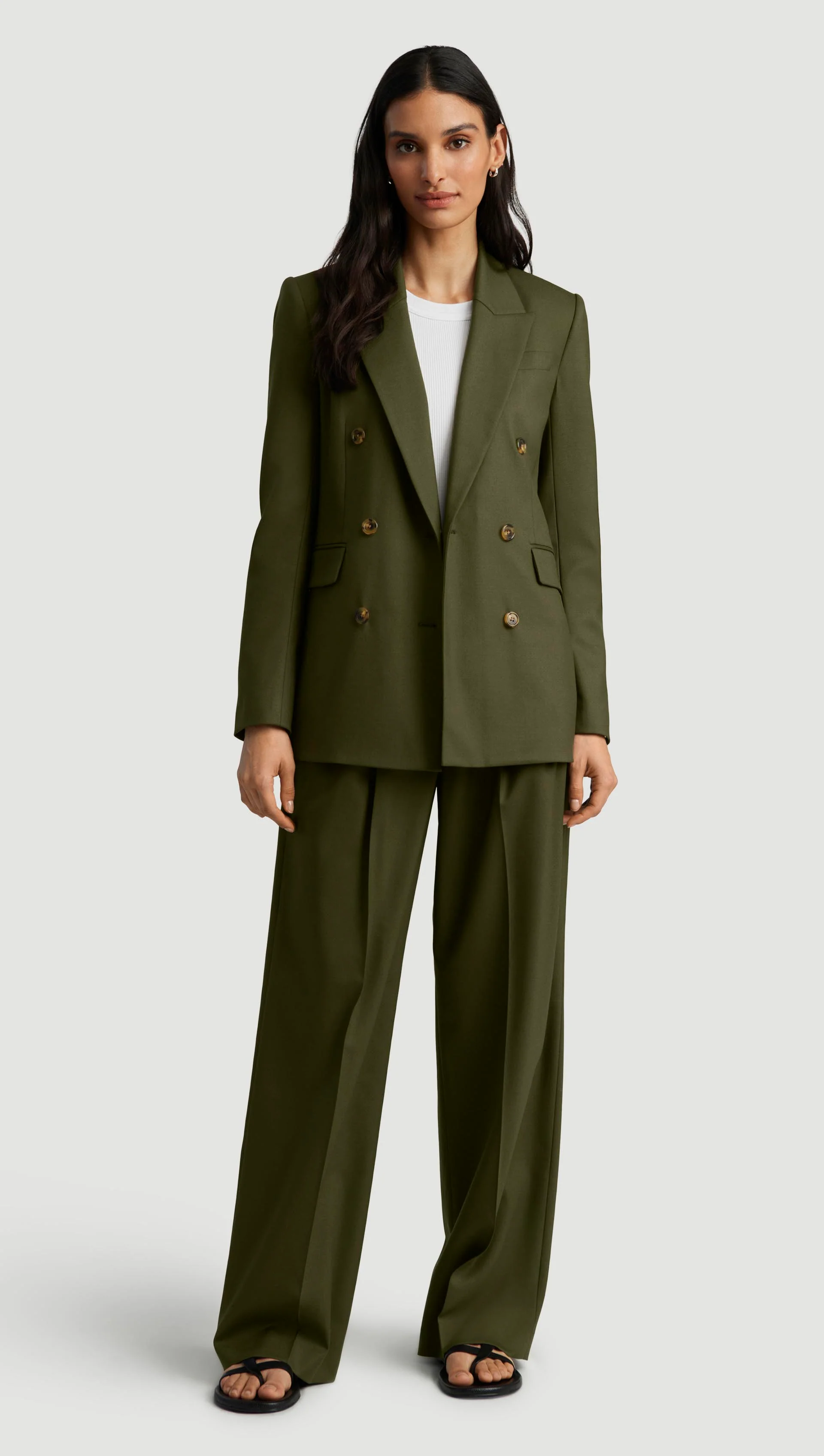 Double-Breasted Blazer in Seasonless Wool | Pine Needle - Image 4