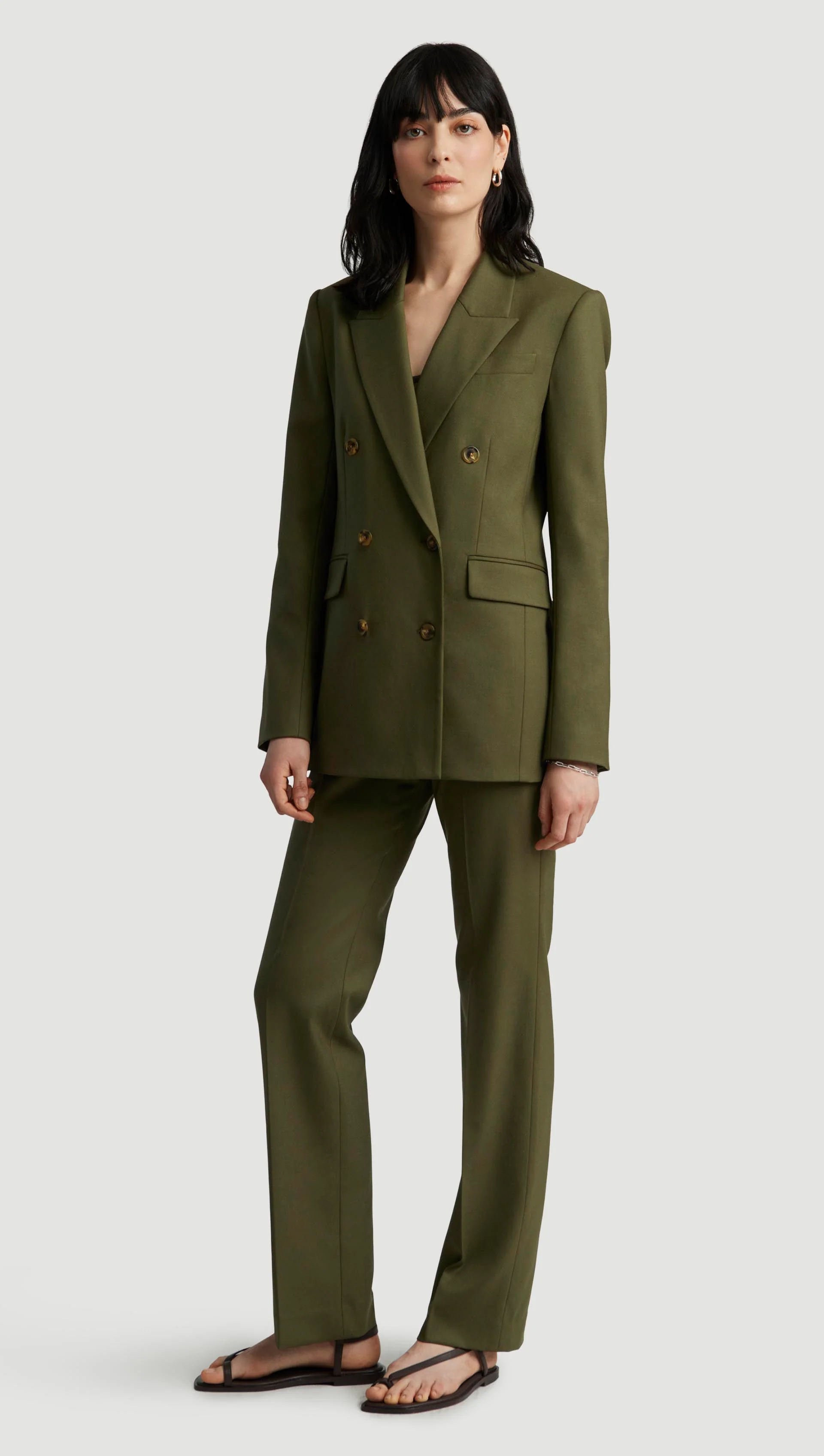 Double-Breasted Blazer in Seasonless Wool | Pine Needle - Image 5