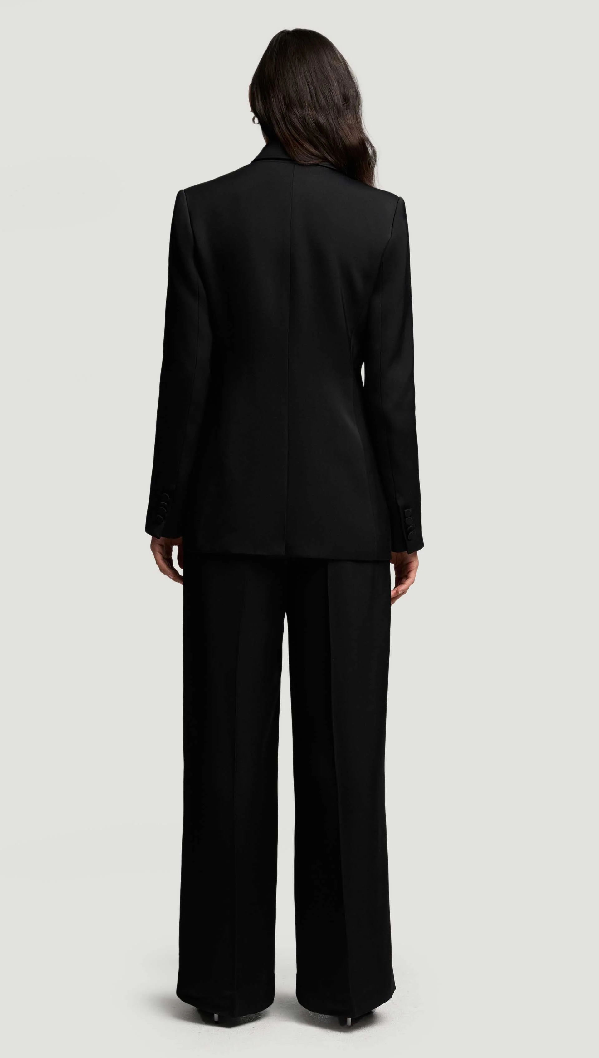 Double-Breasted Blazer in Viscose Satin Twill | Black - Image 4
