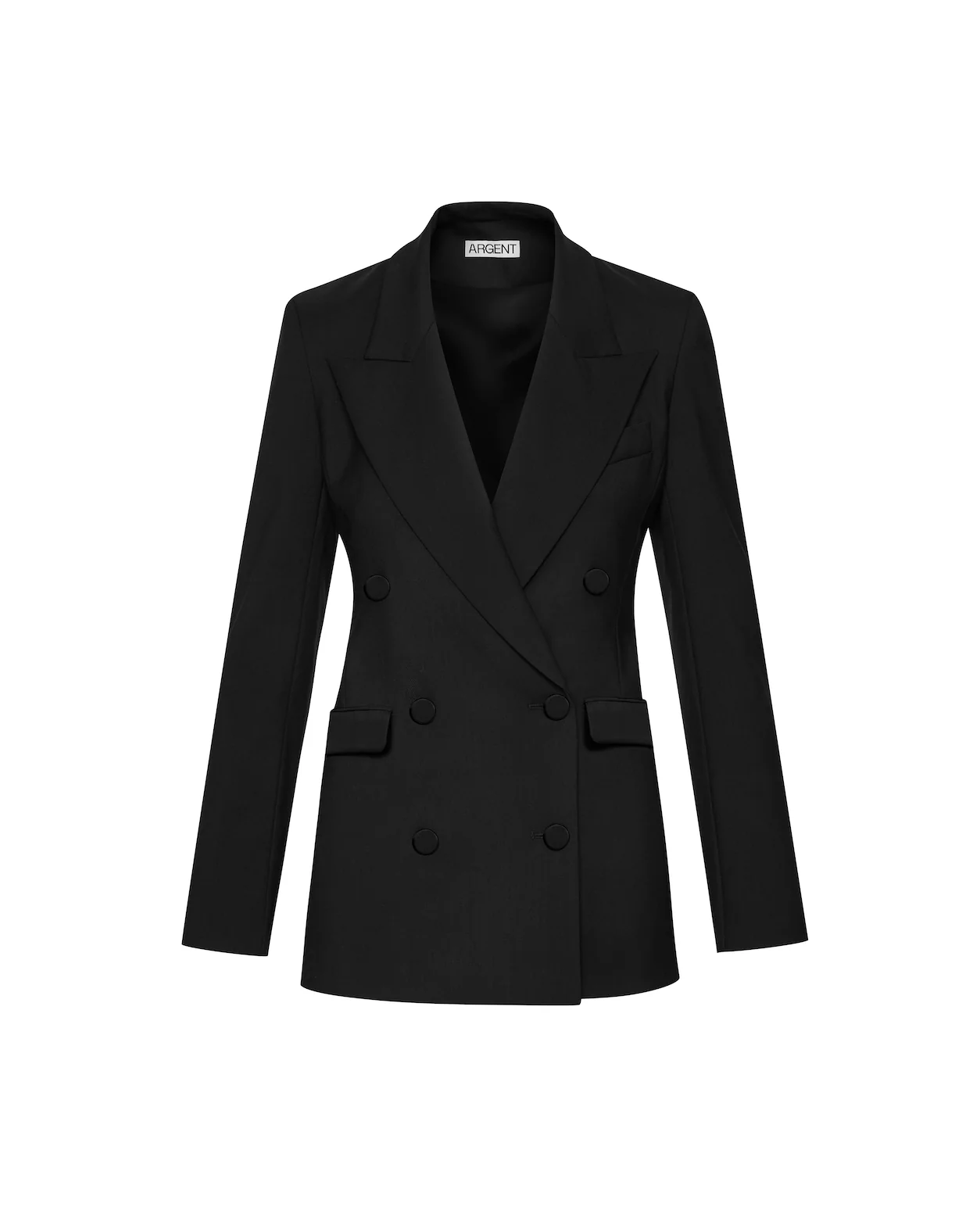 Double-Breasted Blazer in Viscose Satin Twill | Black - Image 9