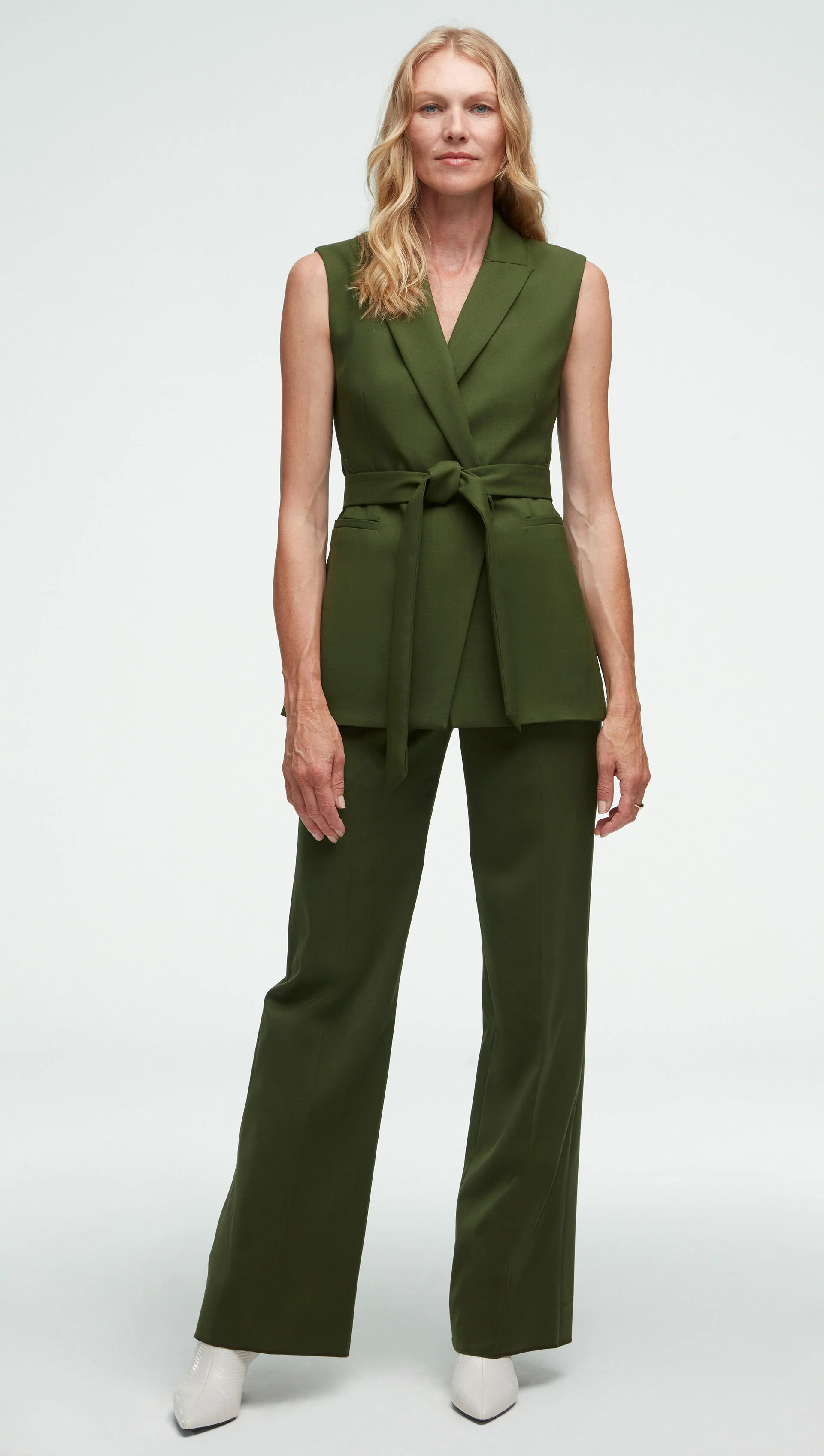 Double-Breasted Vest in Seasonless Wool | Olive - Image 2