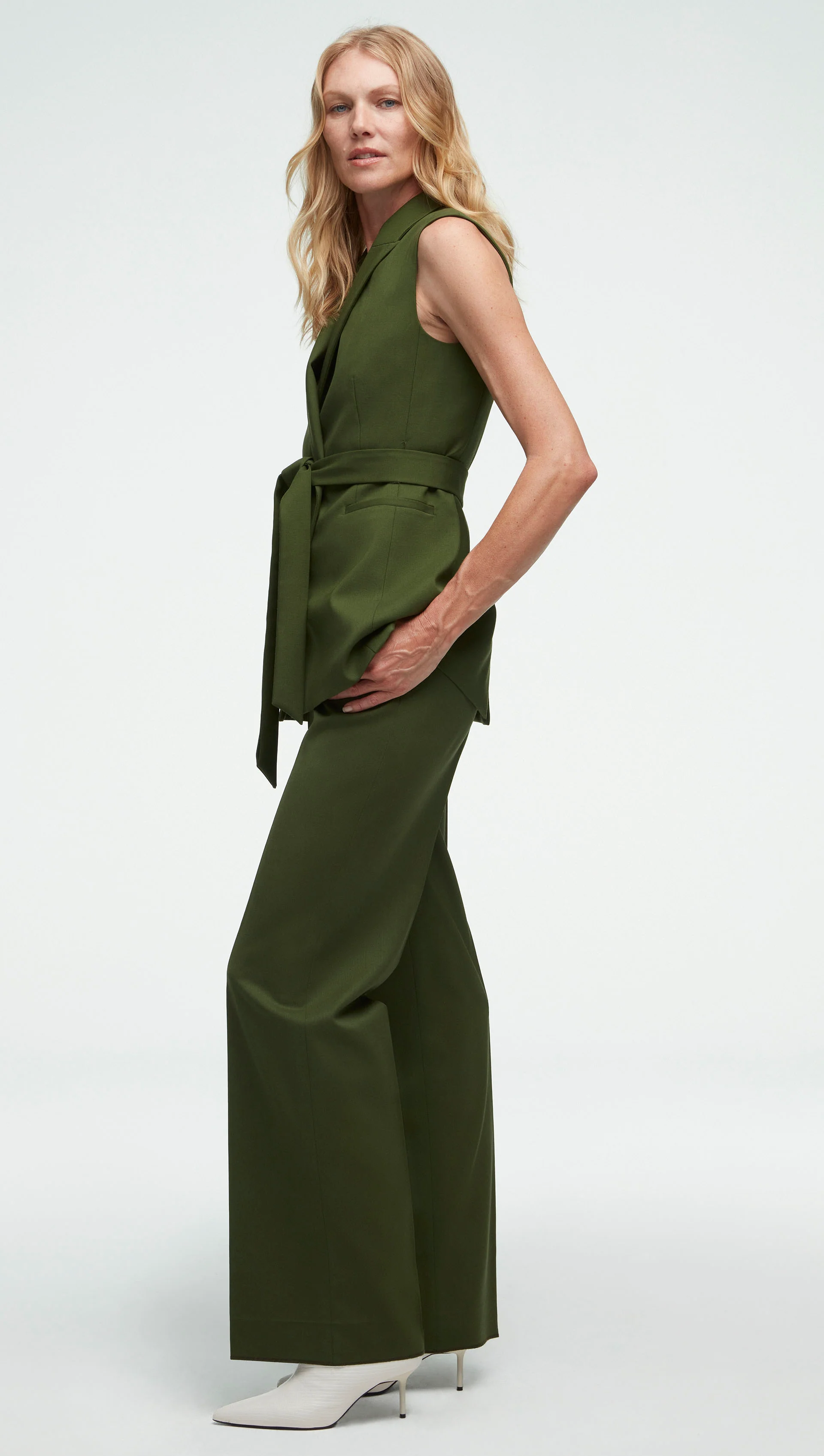Double-Breasted Vest in Seasonless Wool | Olive - Image 3