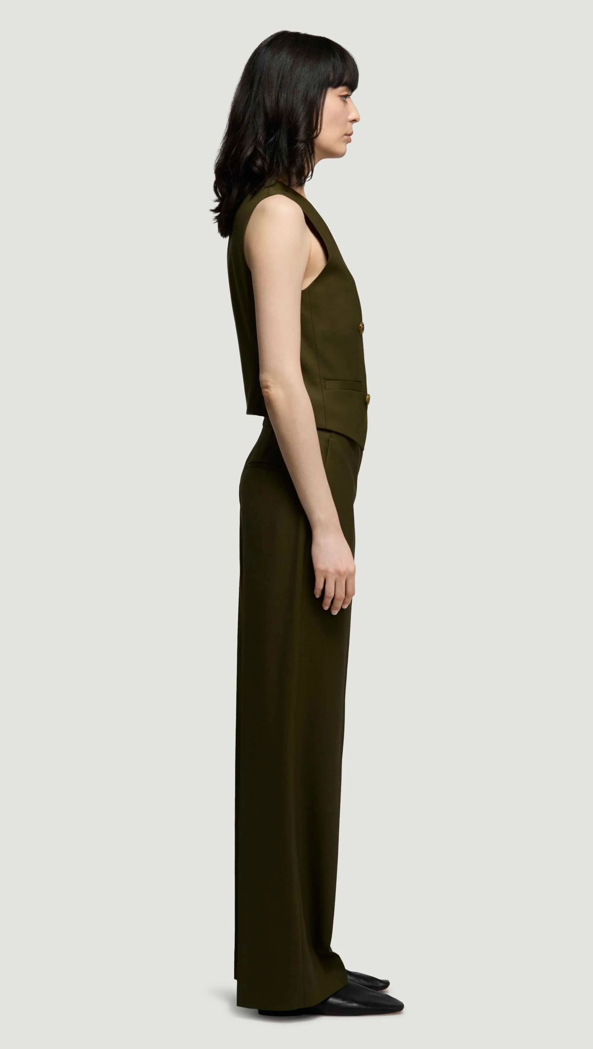 Double-Breasted Waistcoat in Seasonless Wool | Basil - Image 3