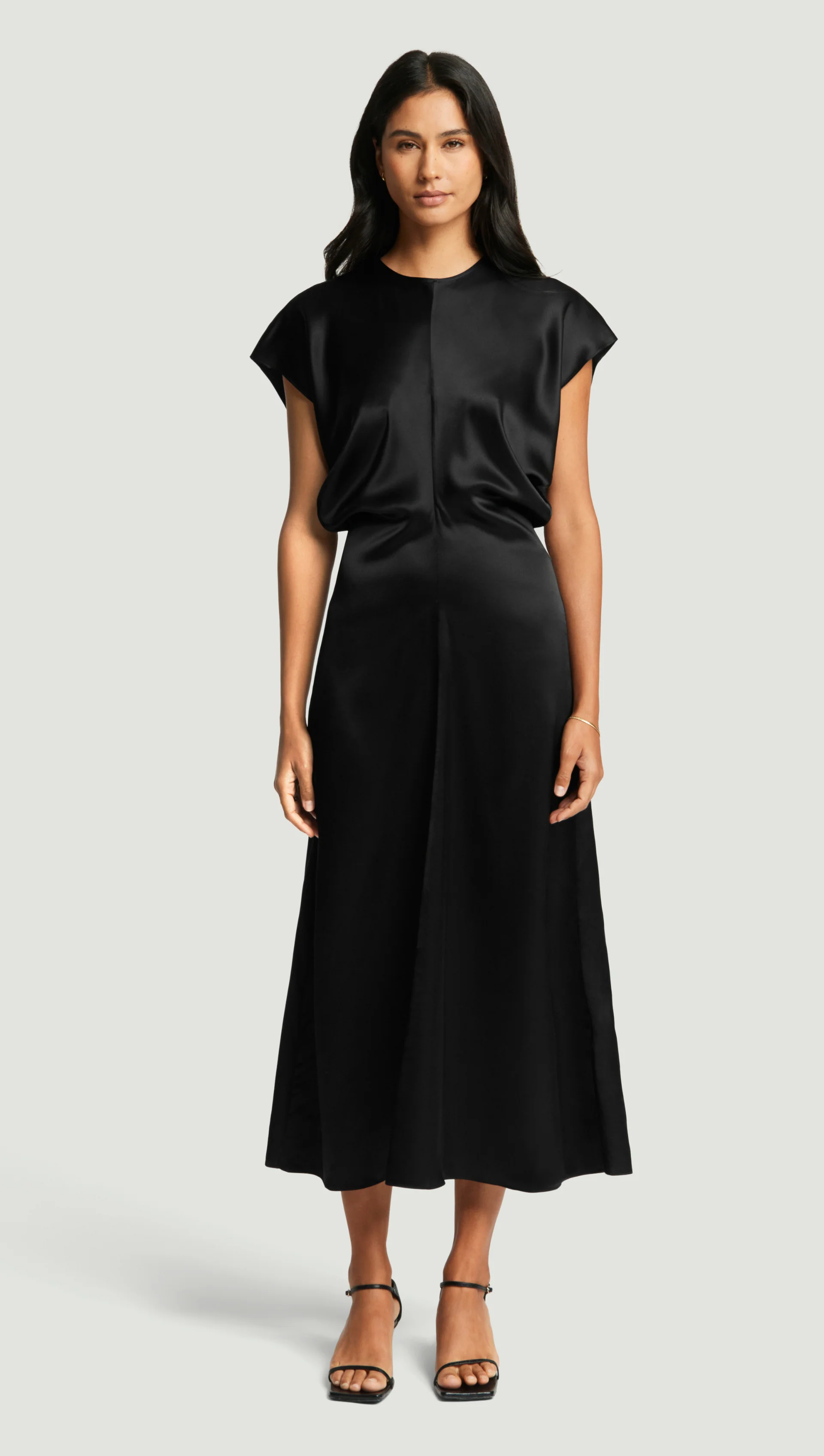 Draped Dress in Silk Charmeuse | Black - Image 2