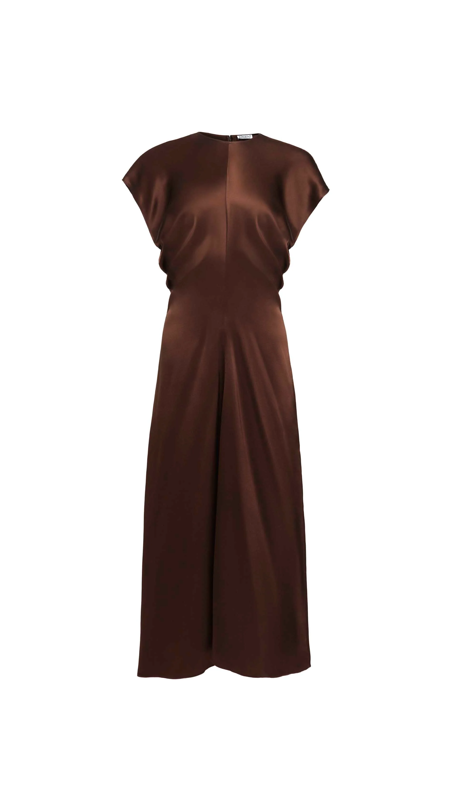 Draped Dress in Silk Charmeuse | Dark Brown - Image 10