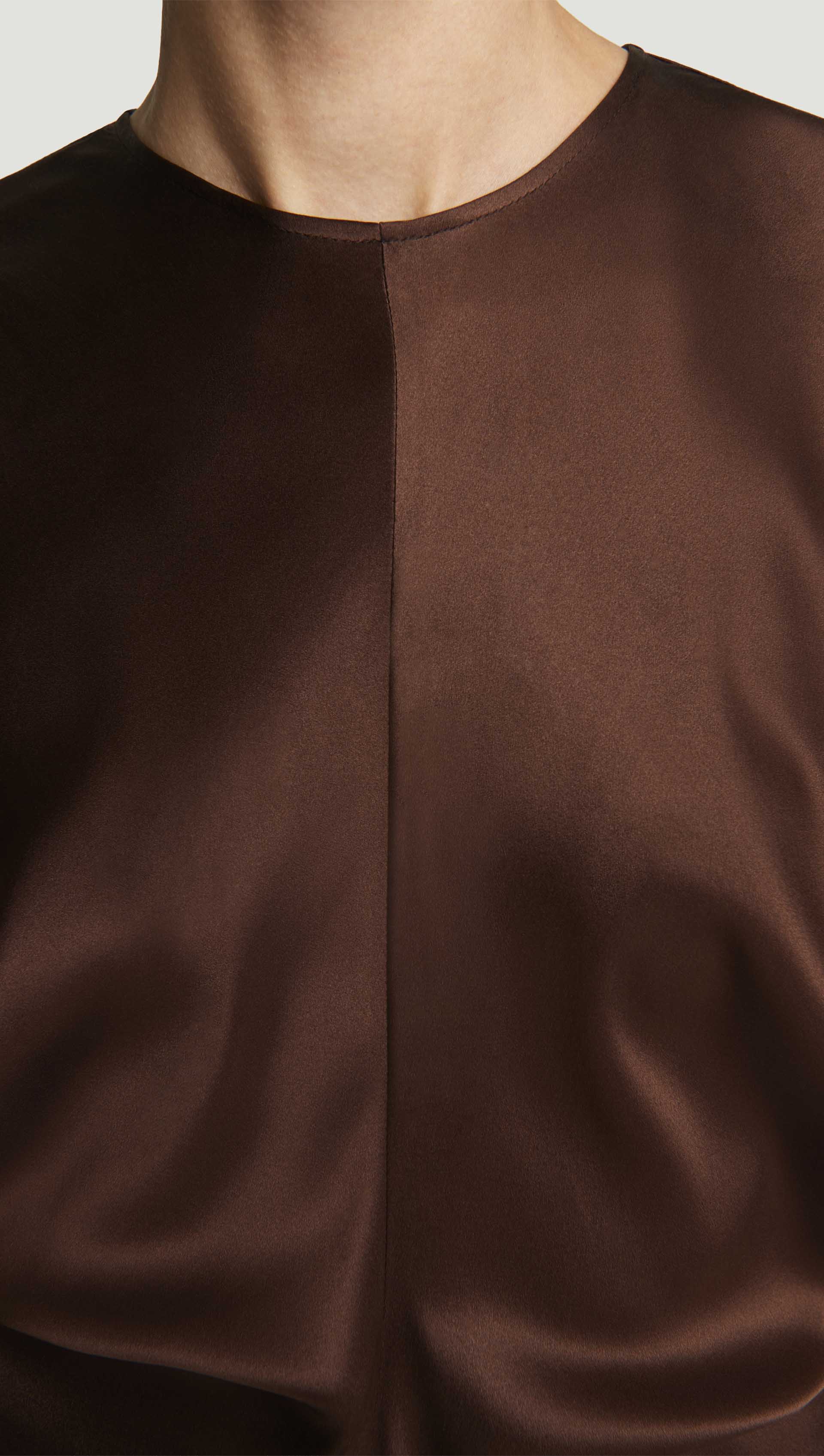 Draped Dress in Silk Charmeuse | Dark Brown - Image 5