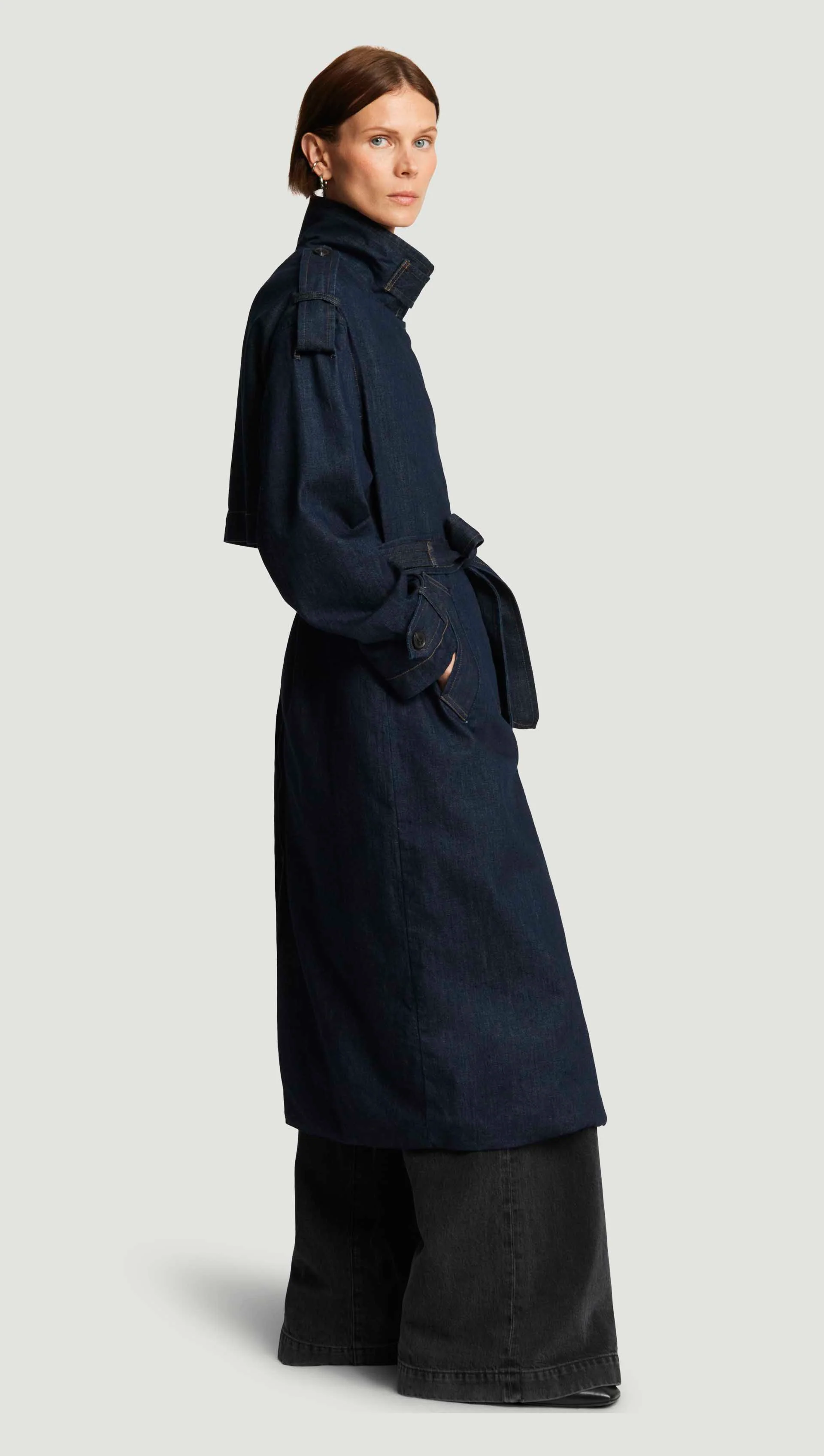 Eva Long Trench Coat in Regenerative Cotton | Amherst - Image 3