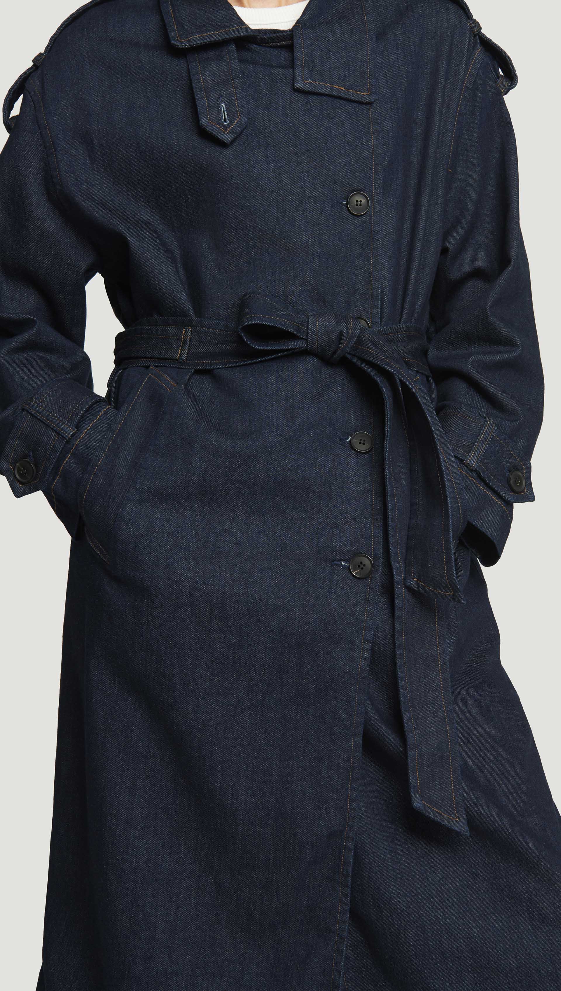 Eva Long Trench Coat in Regenerative Cotton | Amherst - Image 6