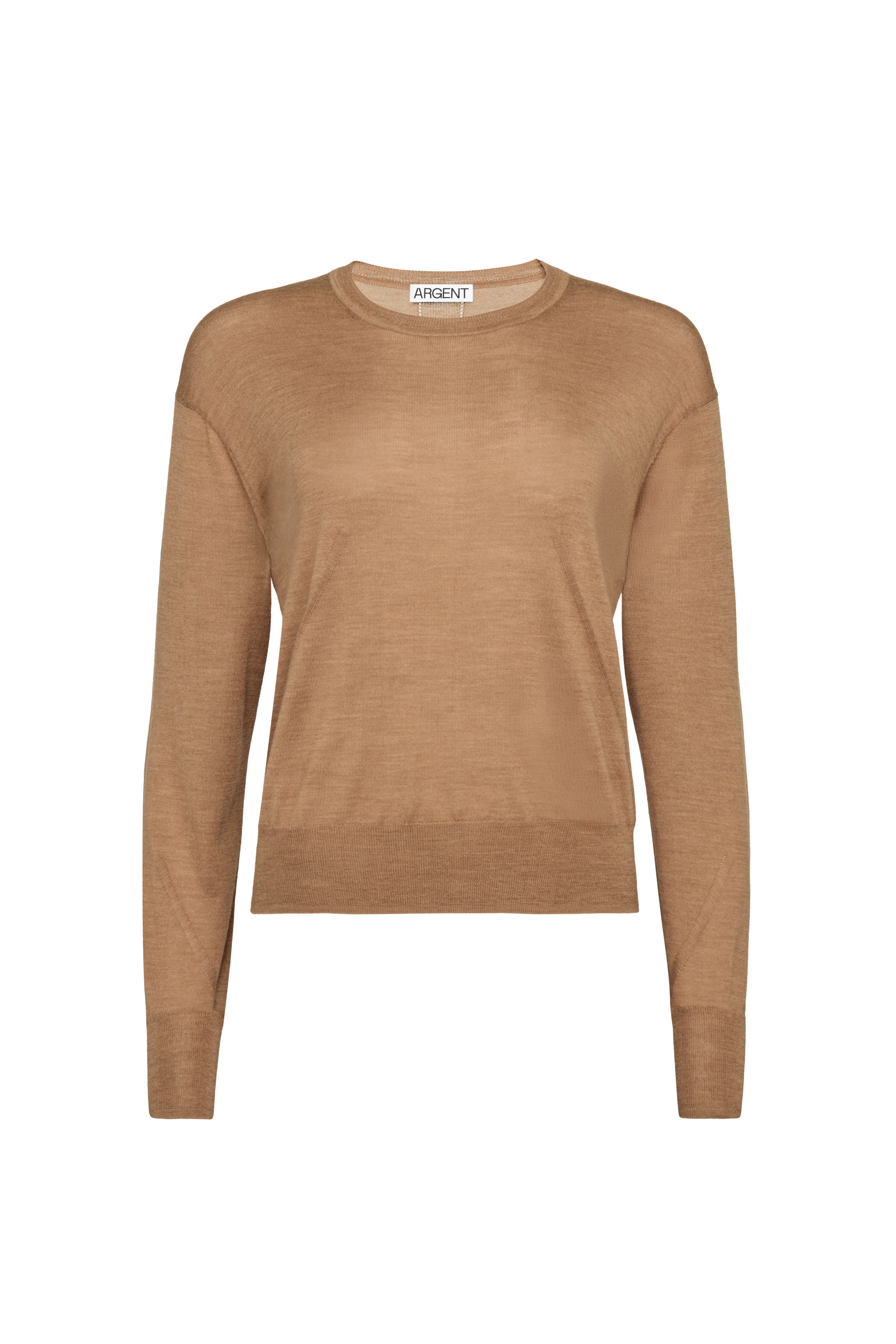 Fine Knit Longsleeve Crewneck in Merino Silk | Camel - Image 6