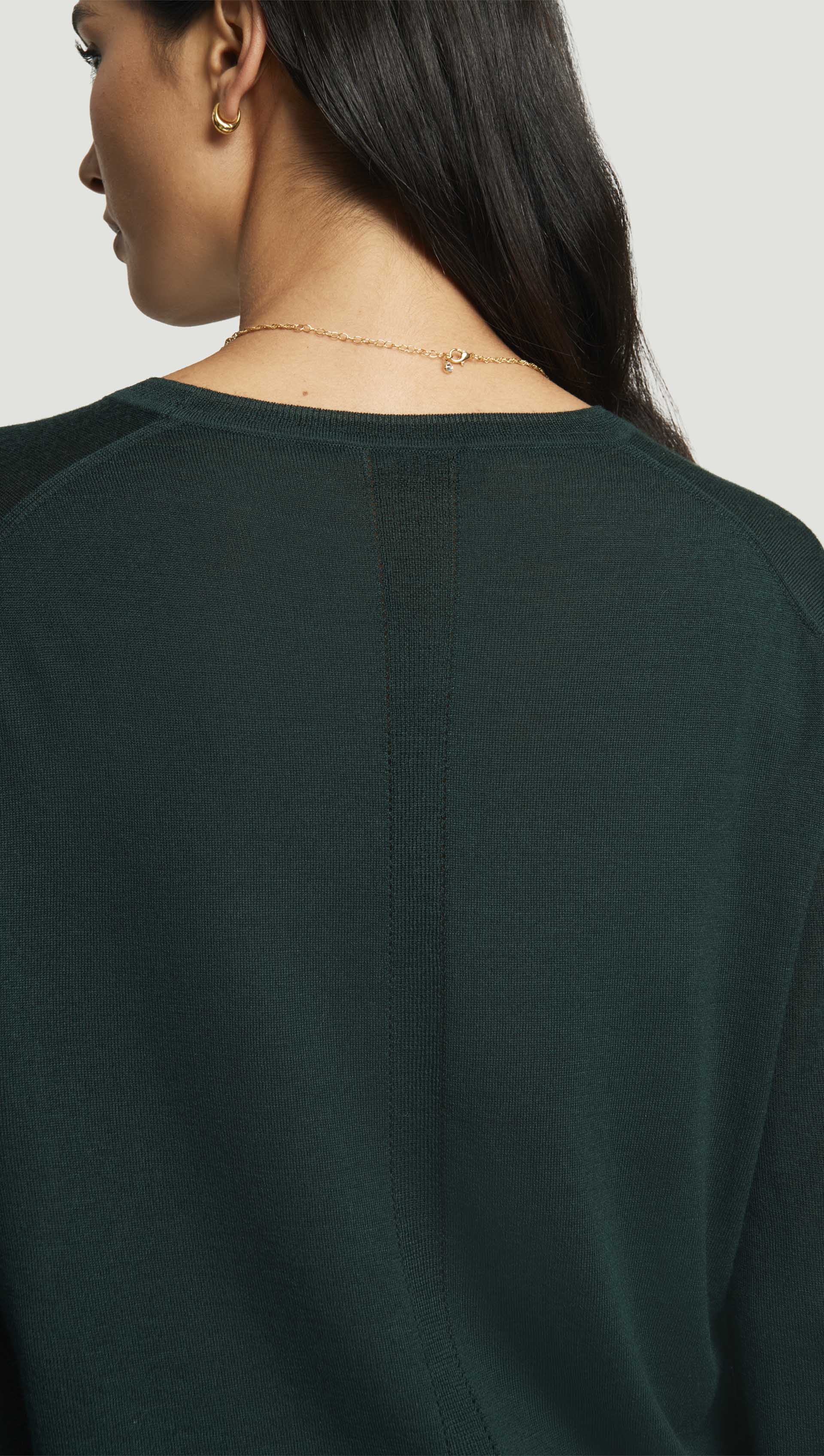 Fine Knit Longsleeve Crewneck in Merino Silk | Hunter - Image 6