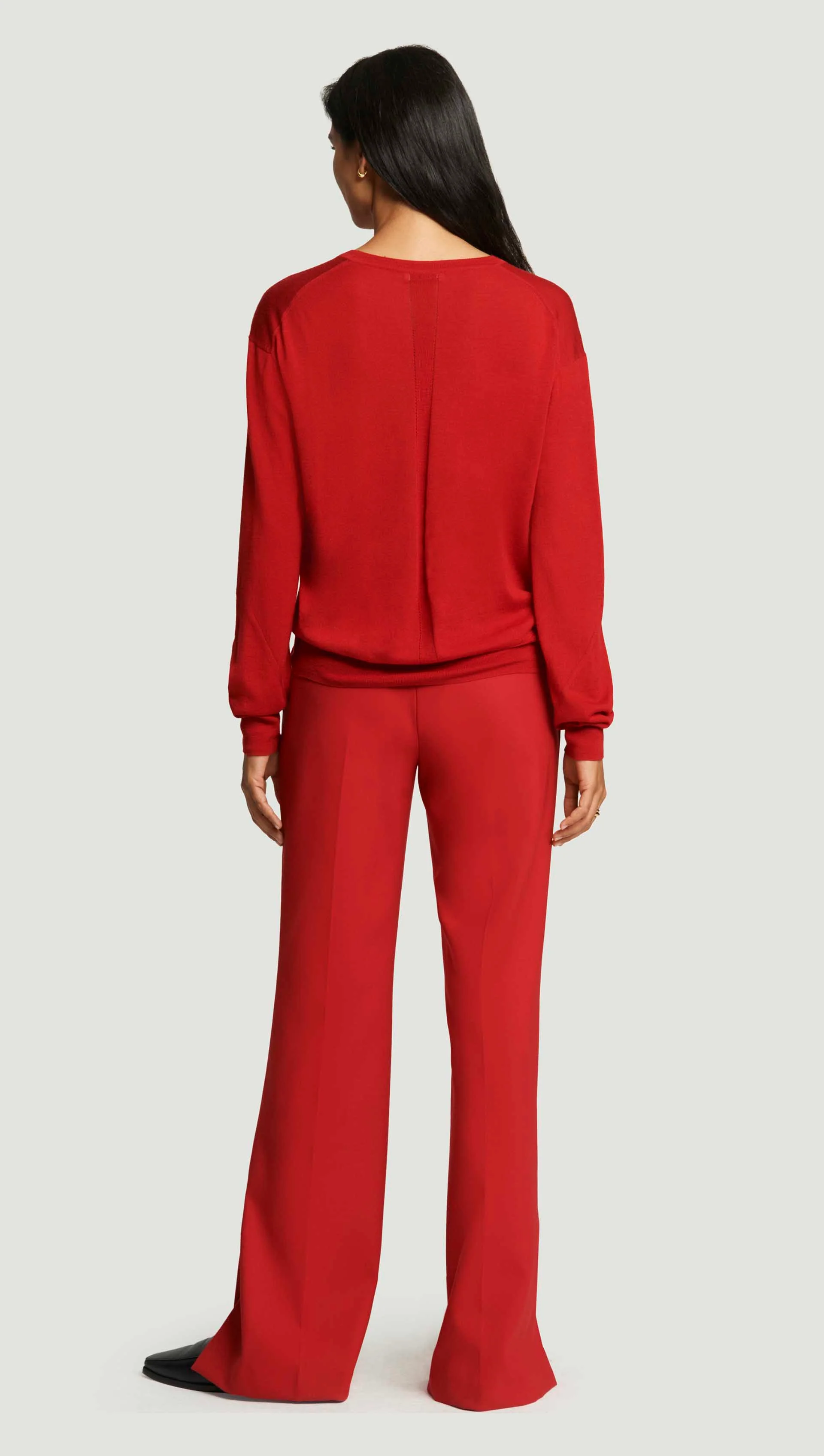 Fine Knit Longsleeve Crewneck in Merino Silk | Red - Image 4