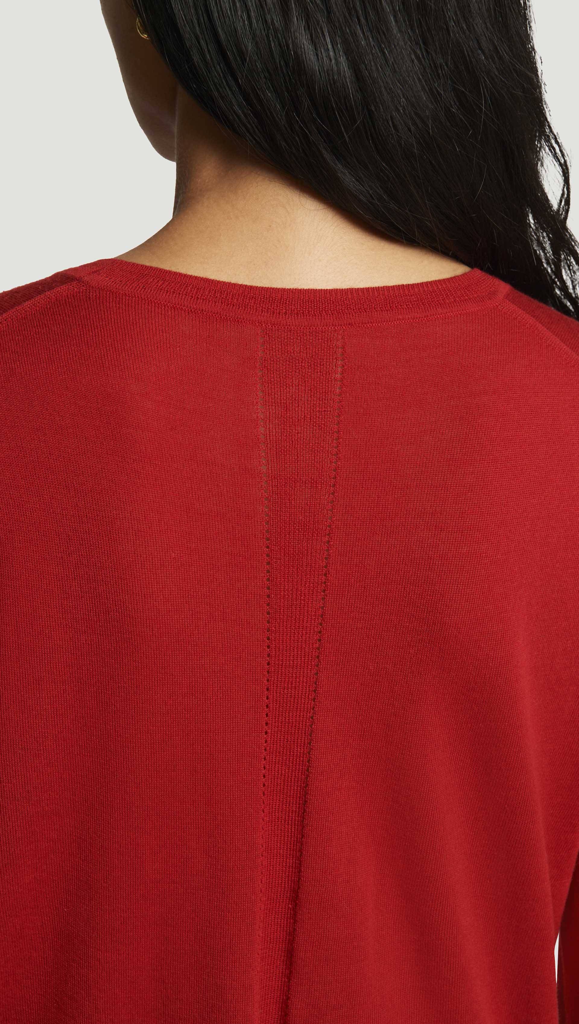 Fine Knit Longsleeve Crewneck in Merino Silk | Red - Image 5